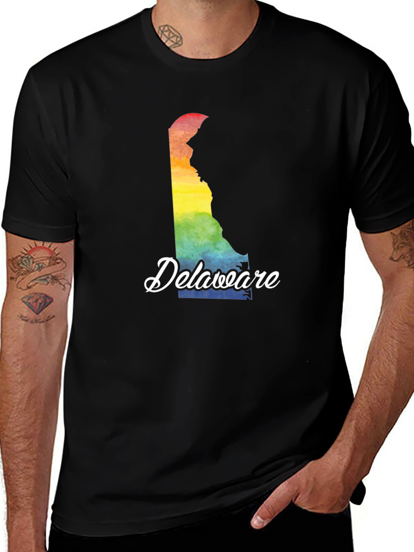 Delaware Pride Rainbow Map T-Shirt