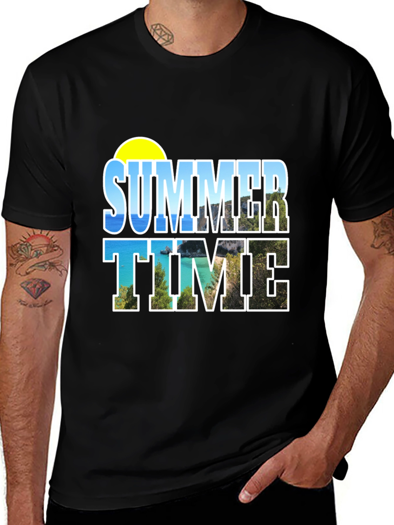 Variant 20 of Summer Time Graphic Print Black T-Shirt