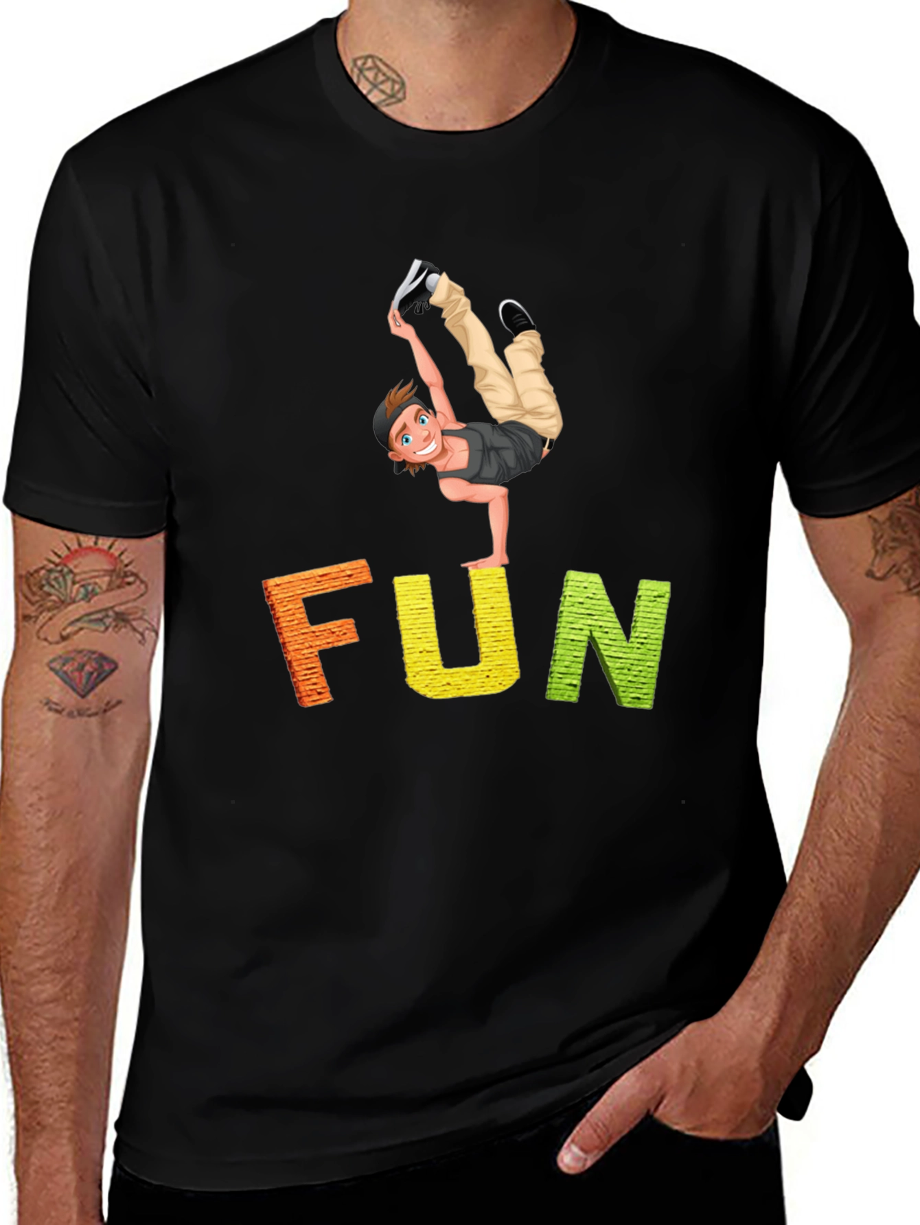 Variant 13 of Fun Graphic Tee - Breakdancer Cartoon Print