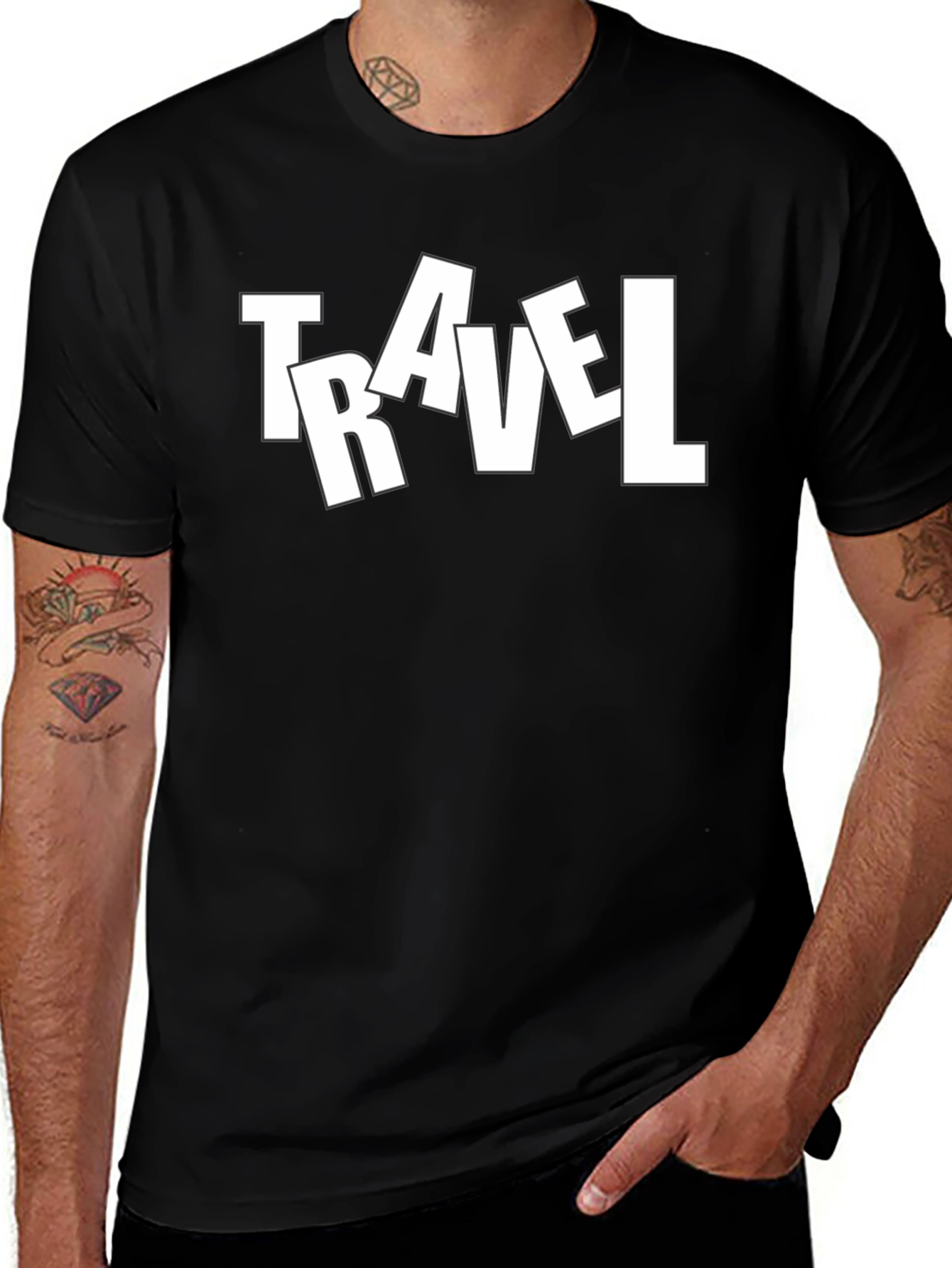 Variant 12 of Travel Tee - Men's Black Graphic T-Shirt
