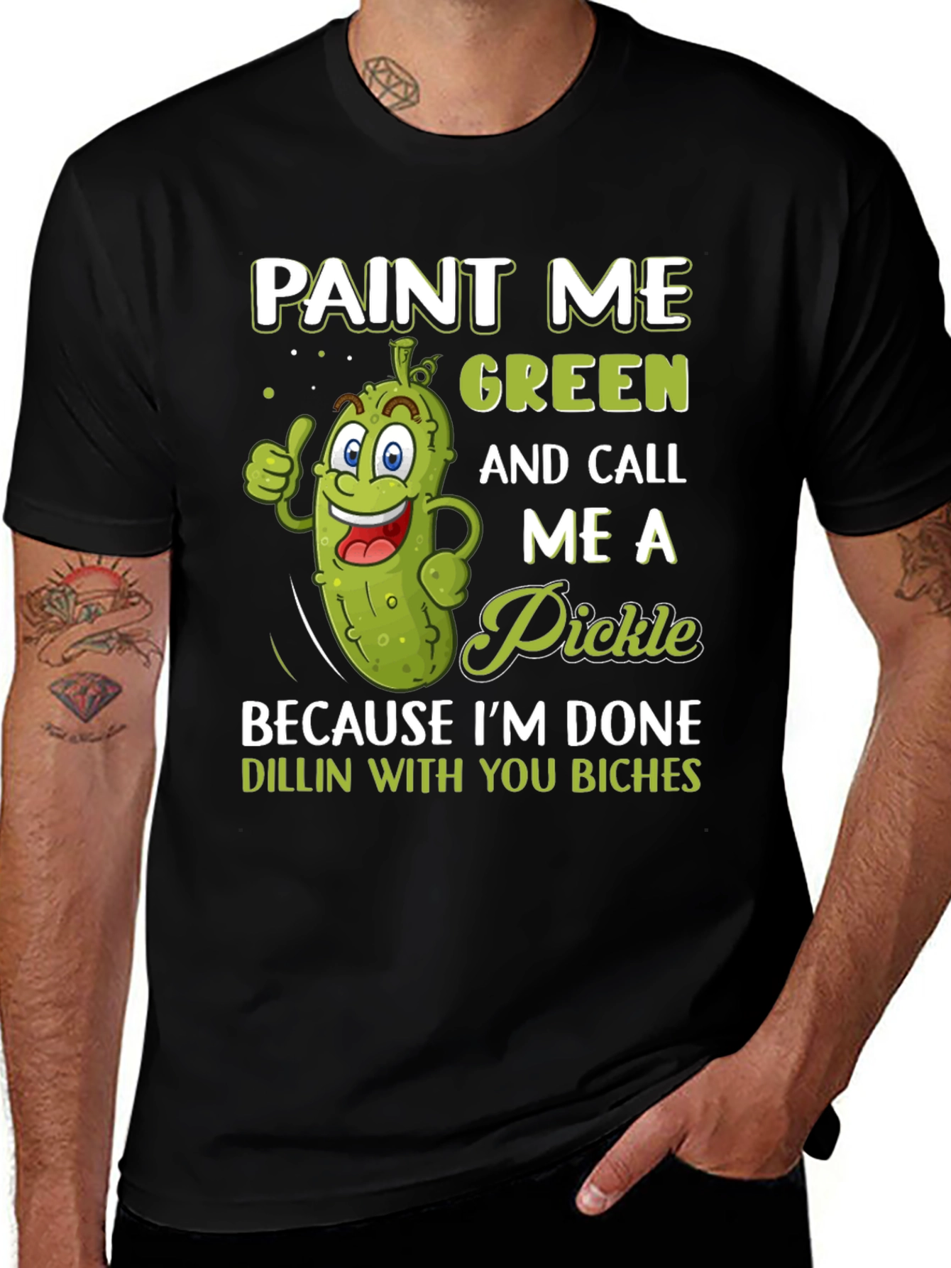 Variant 23 of Funny Pickle T-Shirt - Paint Me Green Tee