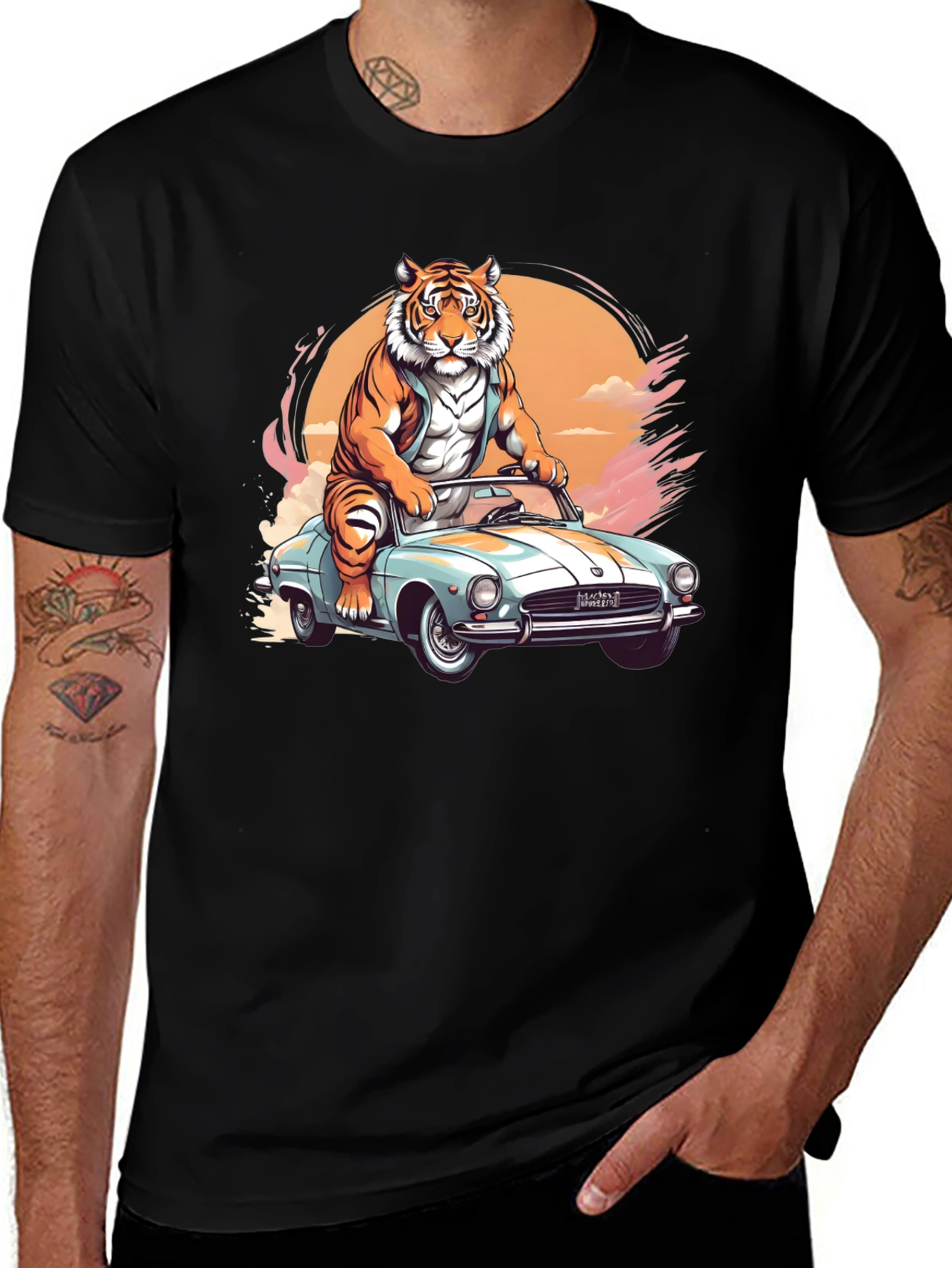 Variant 6 of Tiger in Car Graphic Tee