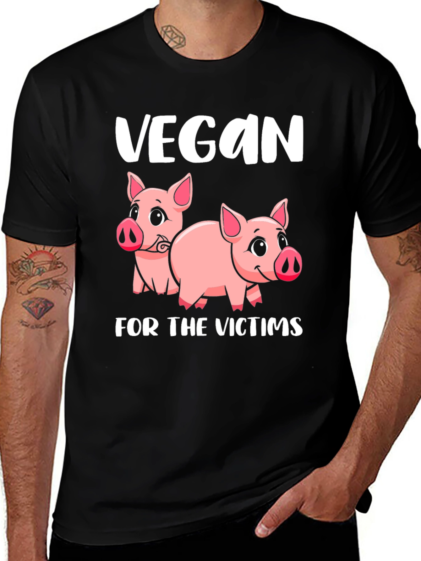 Variant 21 of Vegan For The Victims Pig T-Shirt
