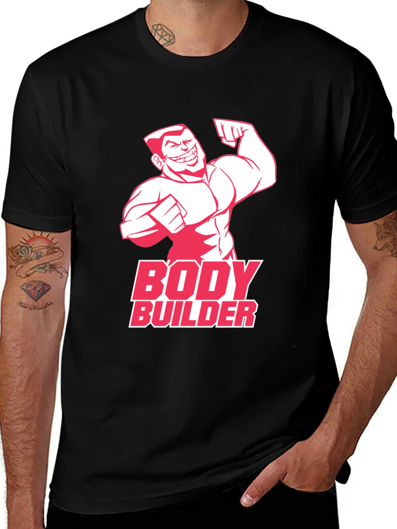 Variant 18 of Bodybuilder Graphic Tee - Men's Black T-Shirt