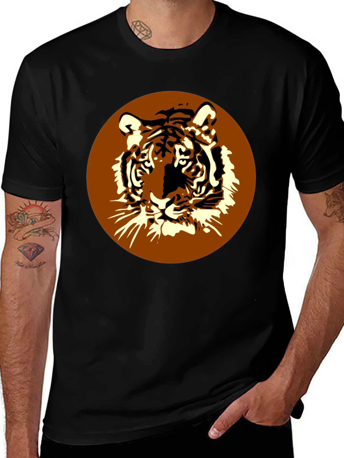 Variant 9 of Tiger Graphic Black T-Shirt - Classic Crew Neck