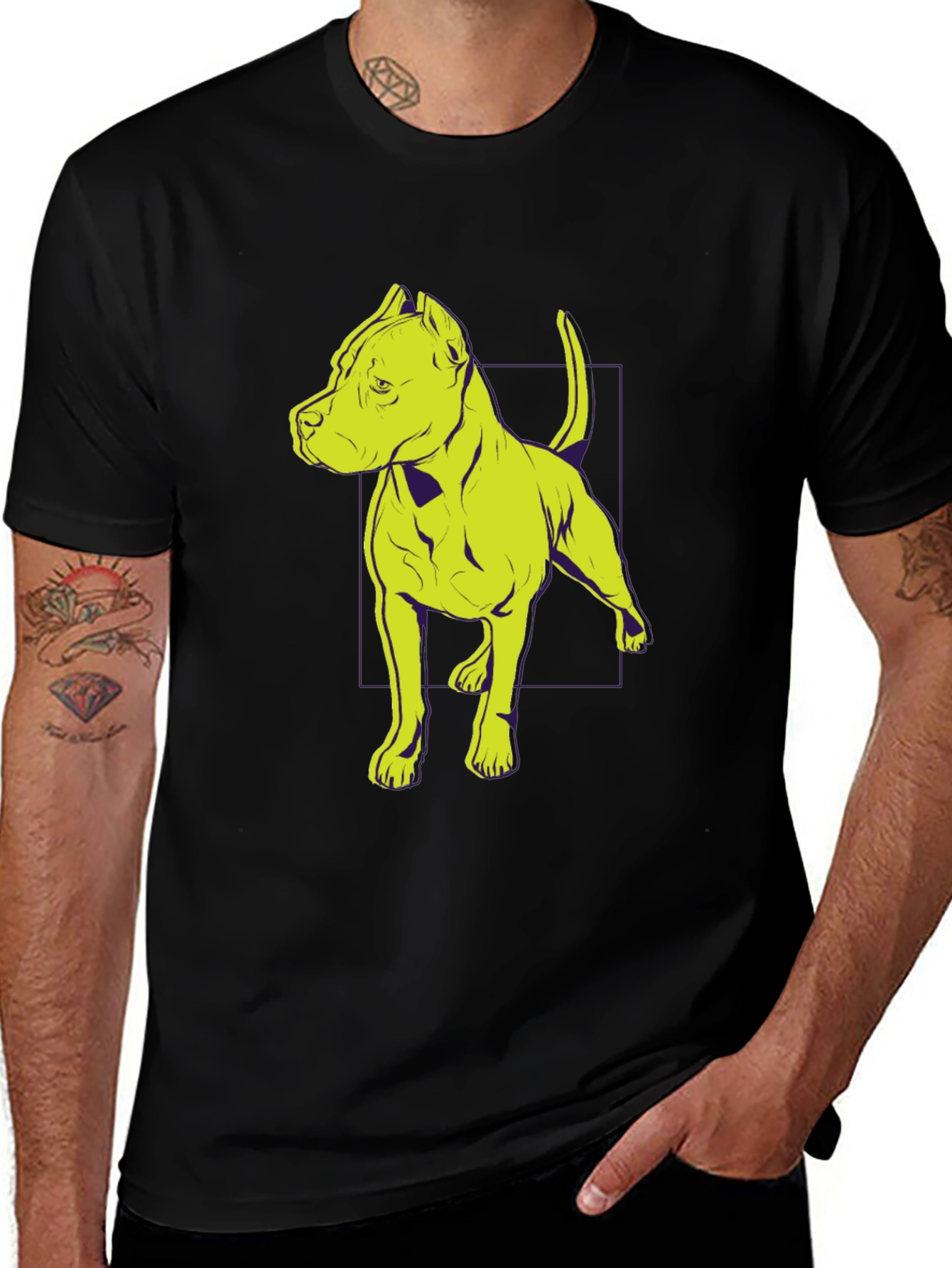 Variant 23 of Cool Dog Graphic T-Shirt - Black Crew Neck Tee