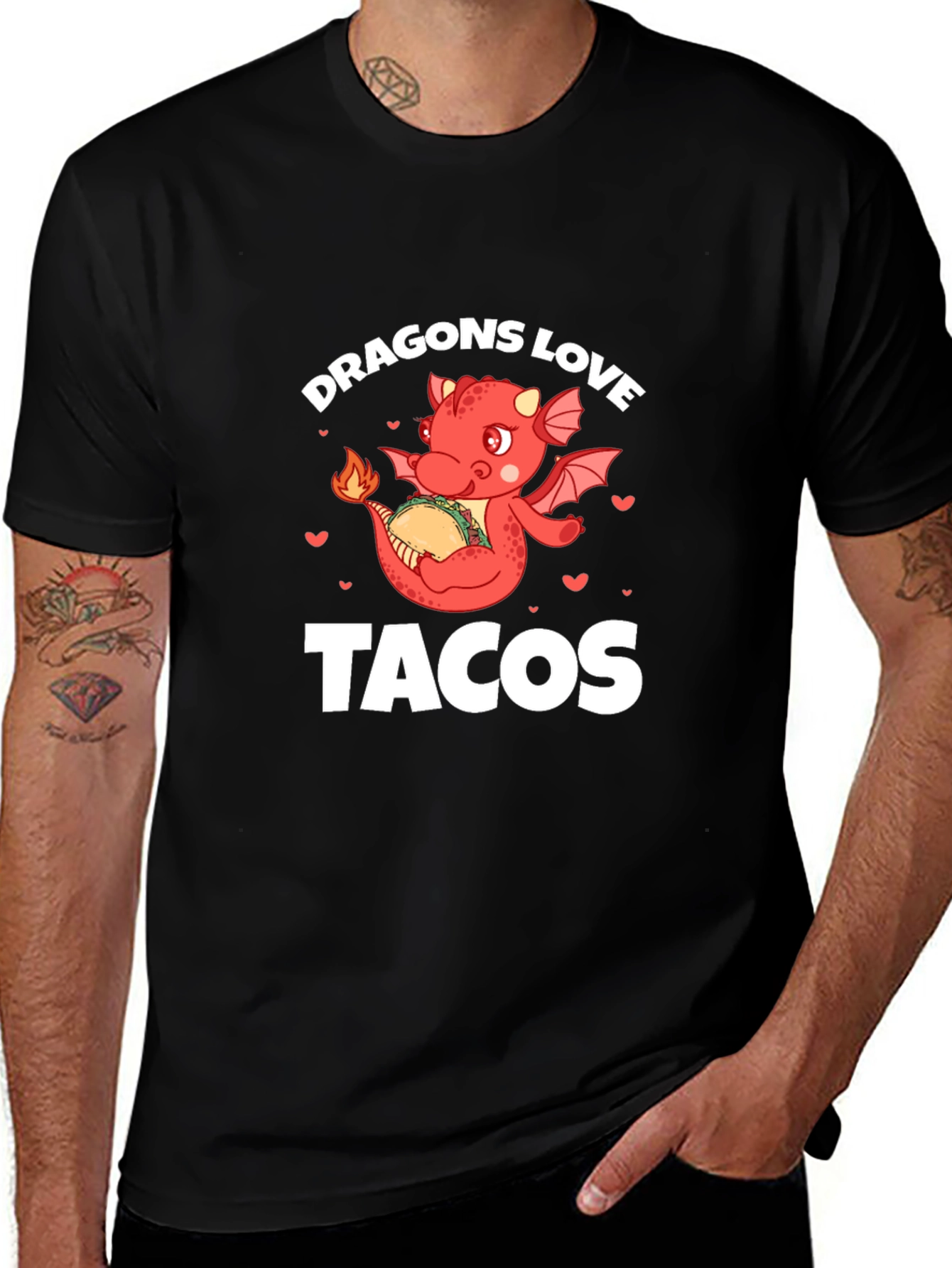 Variant 24 of Dragons Love Tacos Black Graphic Tee