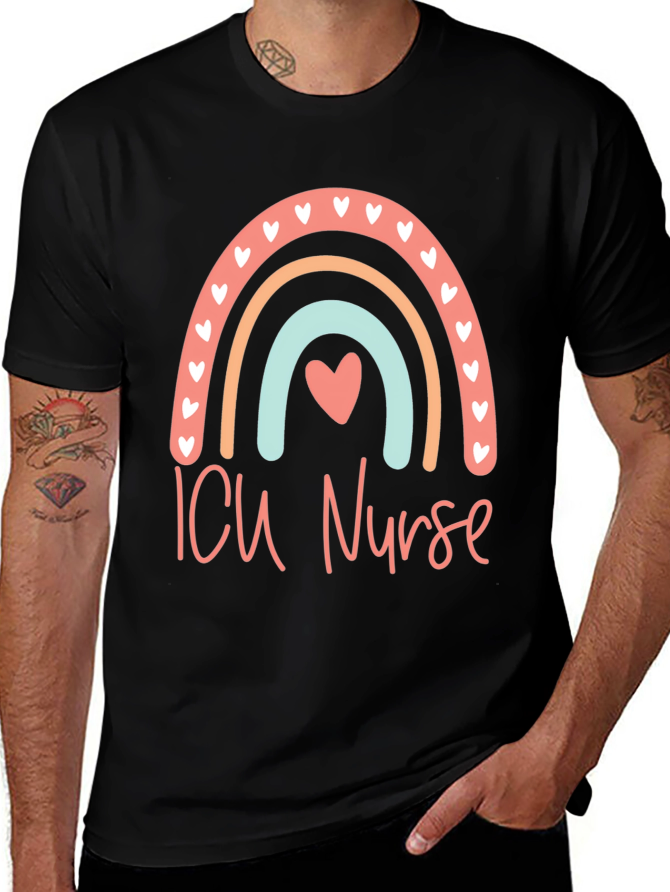 ICU Nurse Rainbow Heart T-Shirt