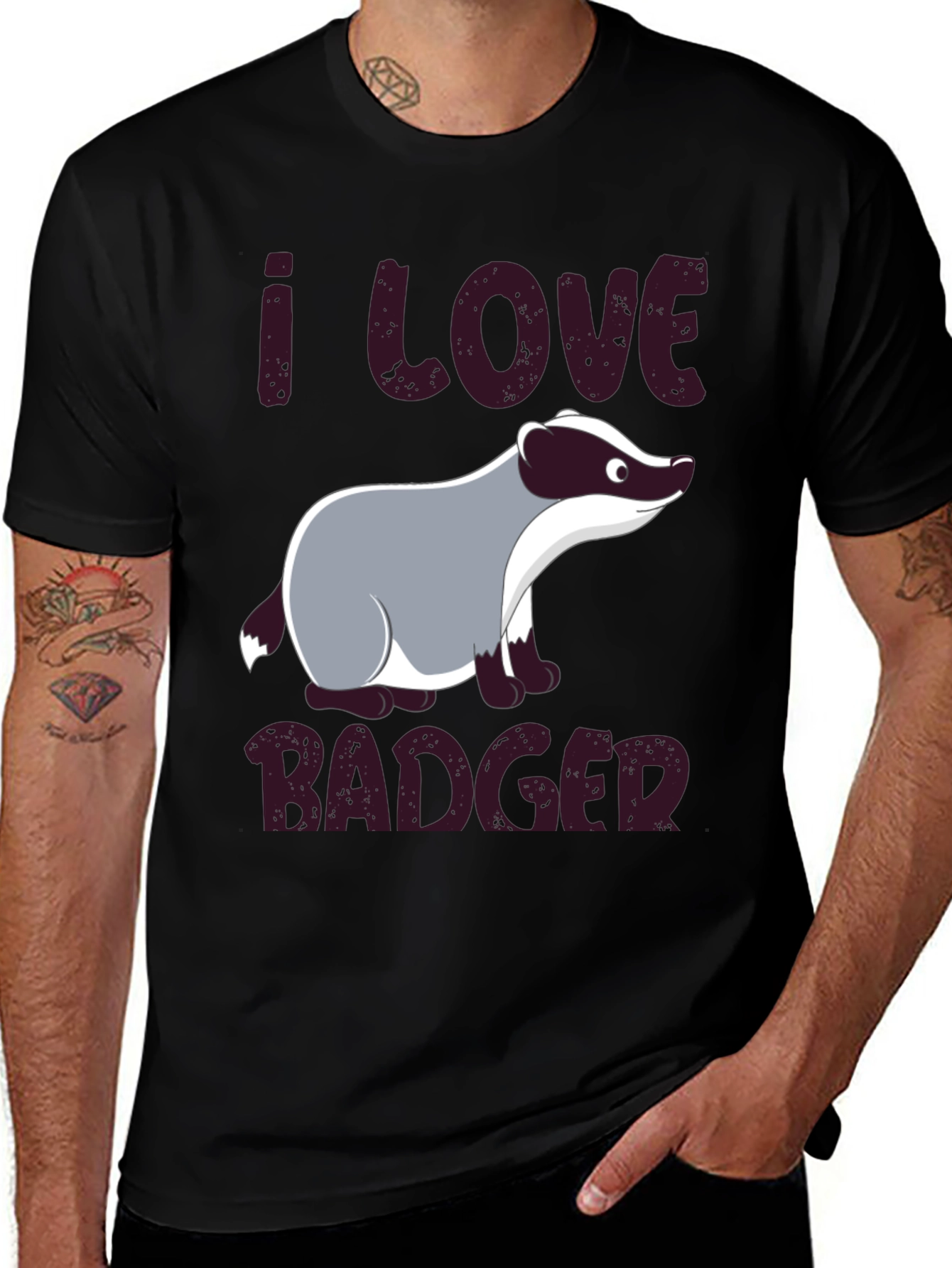 Variant 12 of I Love Badger T-Shirt - Black Animal Tee