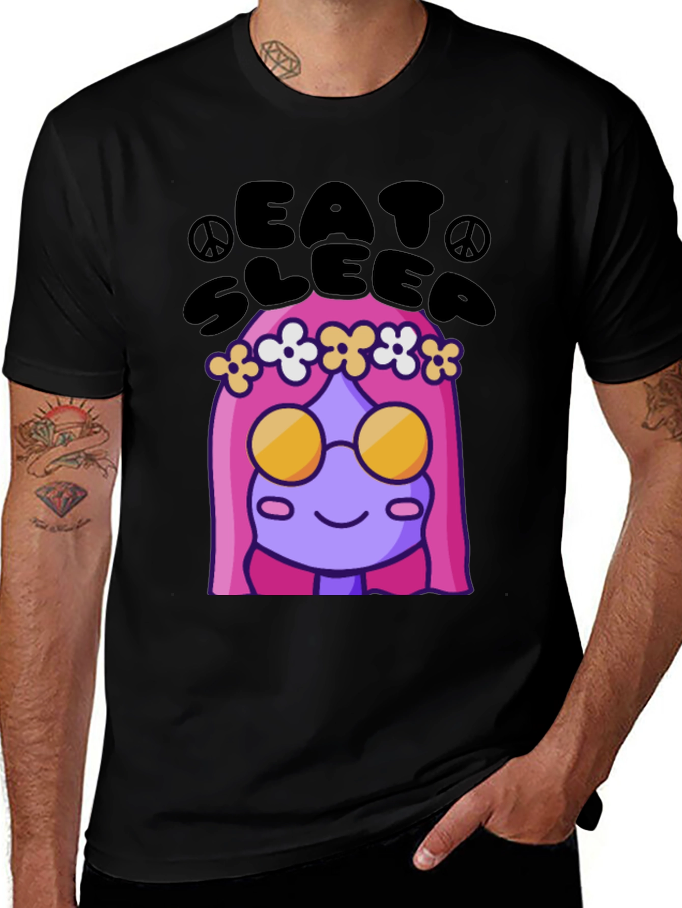 Variant 23 of Eat Sleep Hippie T-Shirt - Retro Graphic Tee