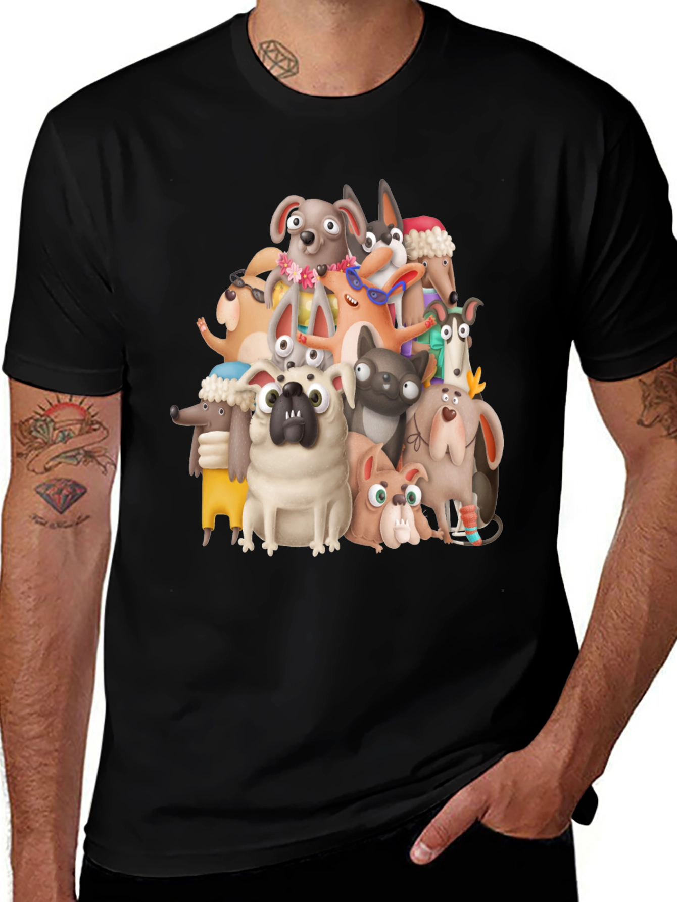 Variant 29 of Dog Pile Graphic Tee - Fun, Unique Design
