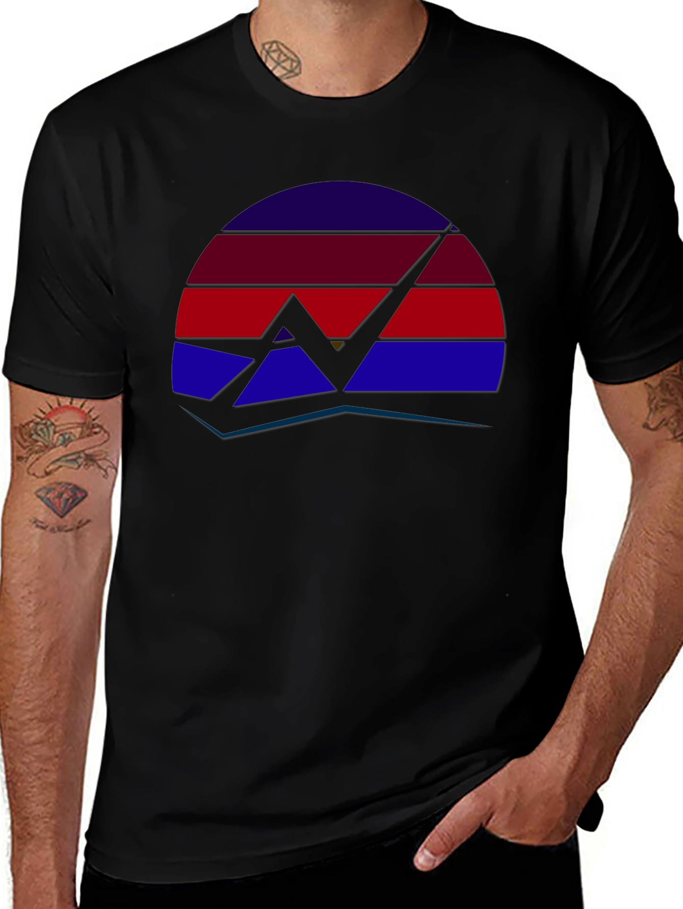 Variant 10 of Retro Wave Graphic Tee - Black