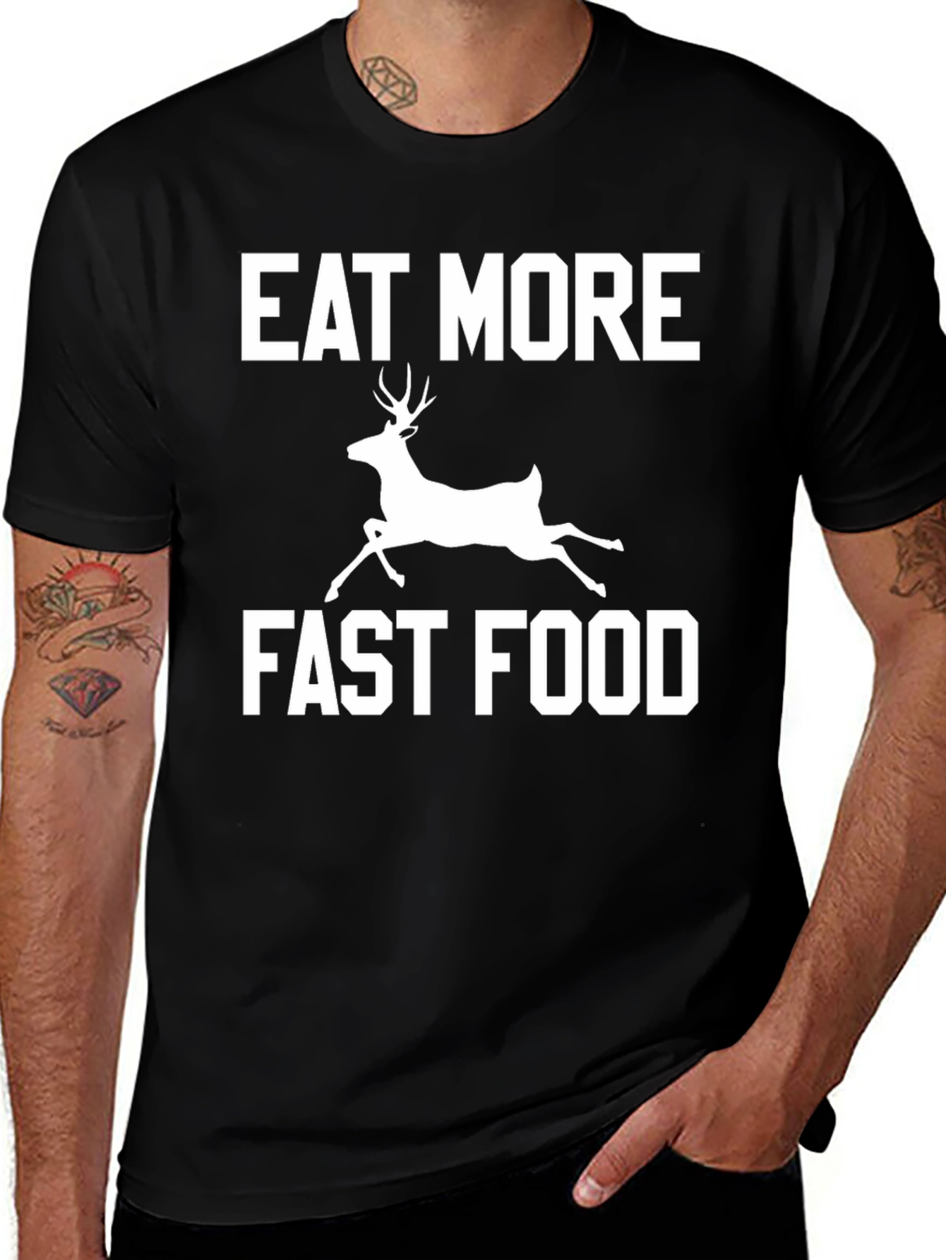 Variant 3 of Eat More Fast Food Funny Deer Graphic T-Shirt