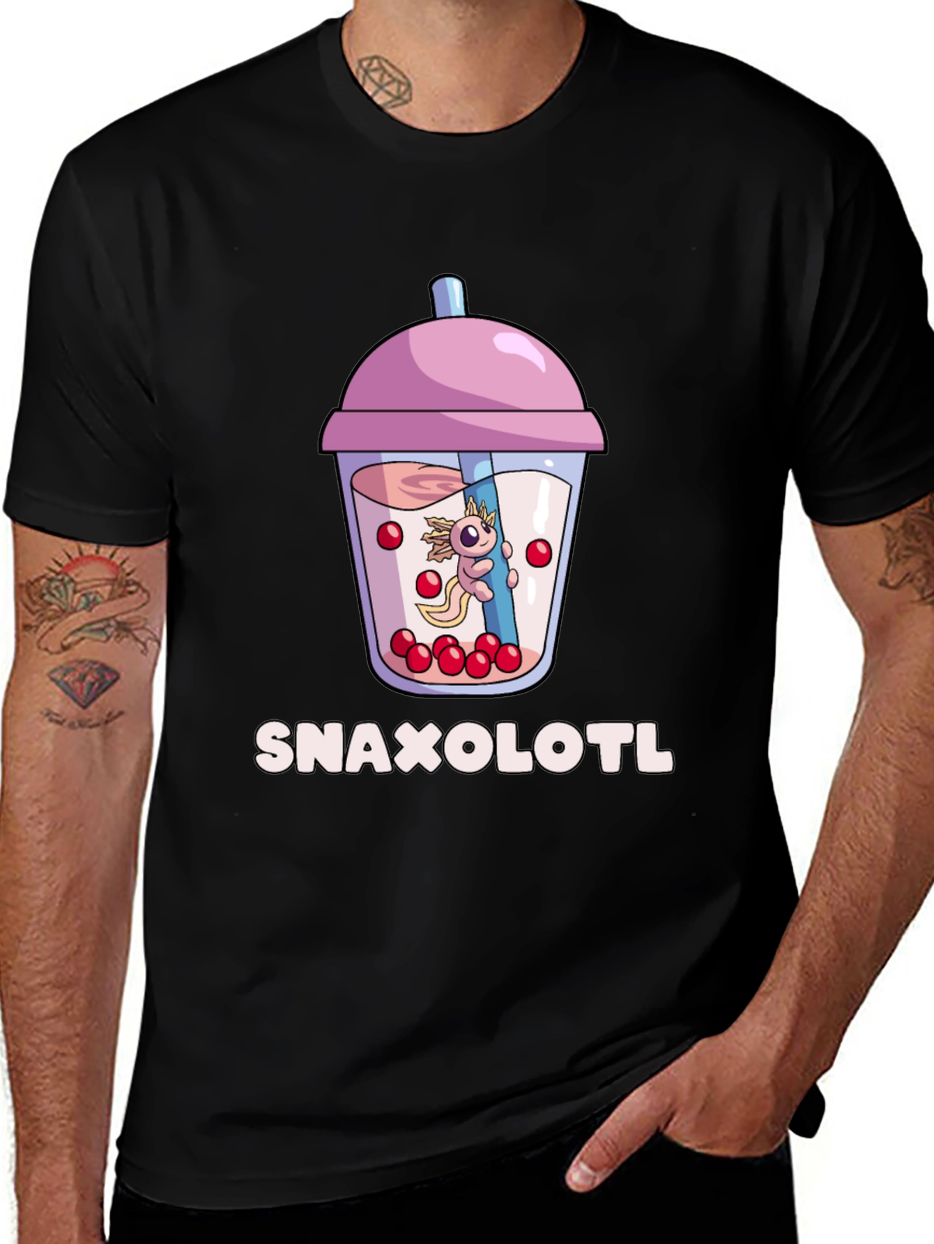 Snaxolotl T-Shirt: Axolotl Boba Tea Design