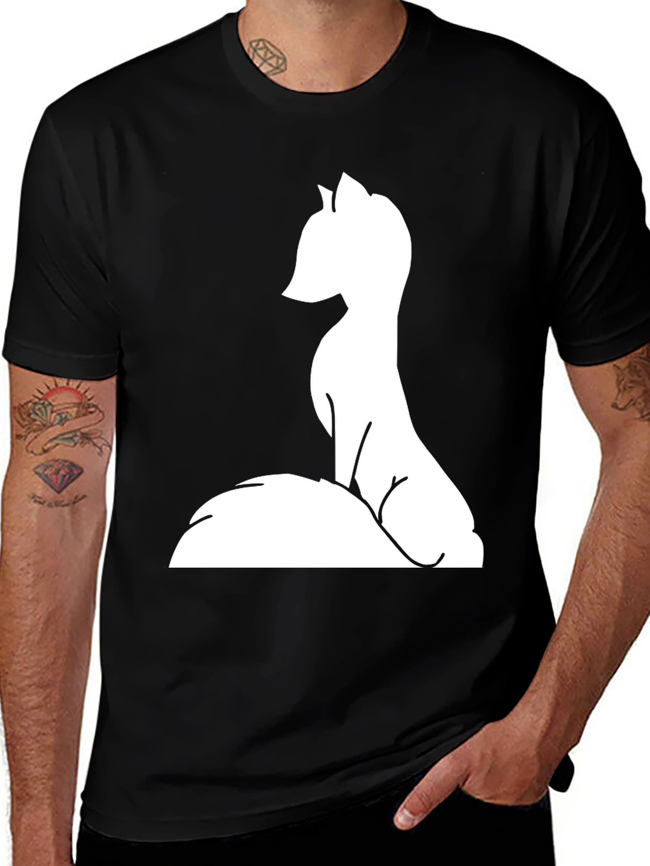 Variant 11 of Minimalist Fox Tee - Black Graphic T-Shirt
