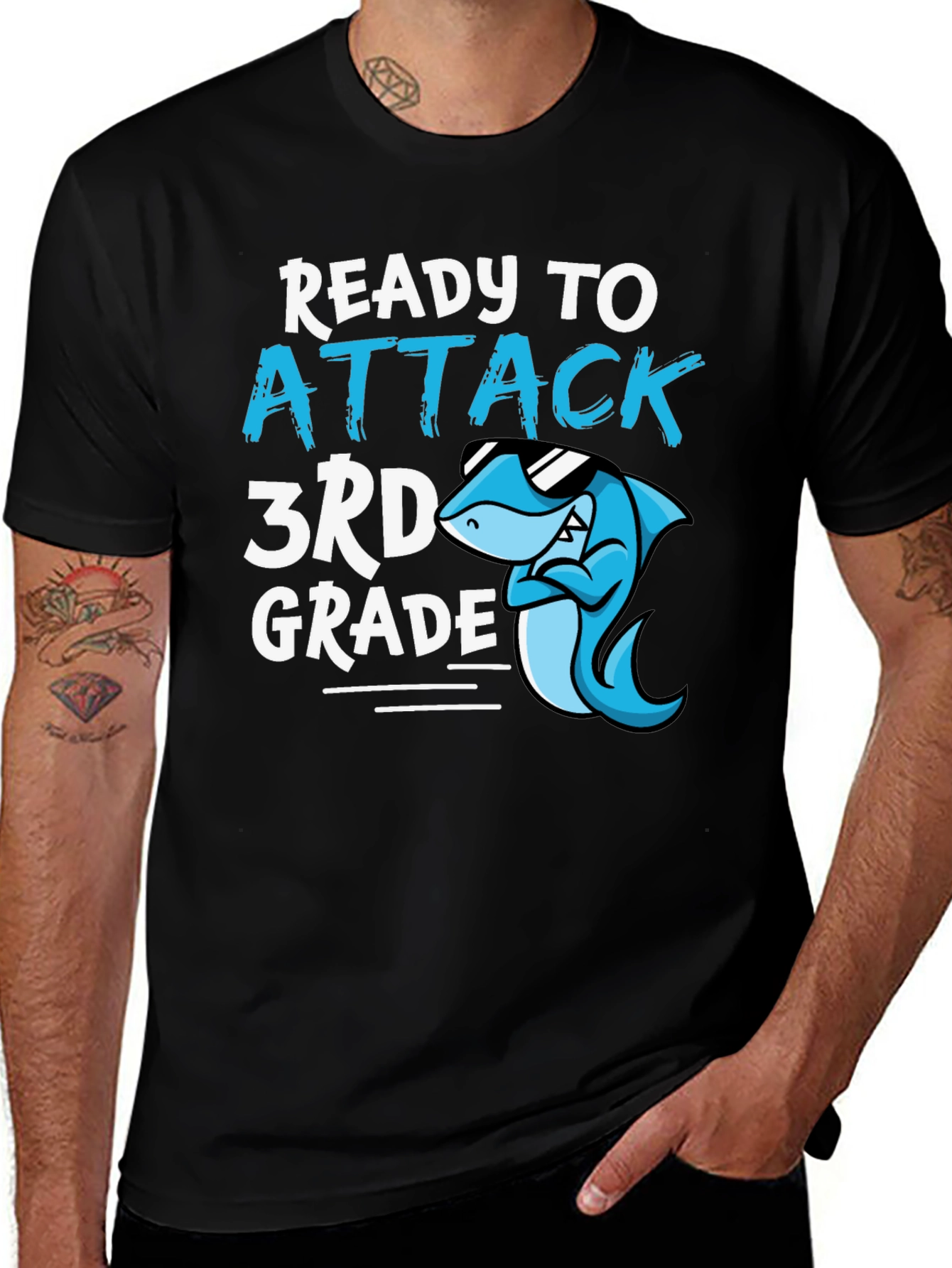 Variant 21 of Ready to Attack 3rd Grade Shark T-Shirt