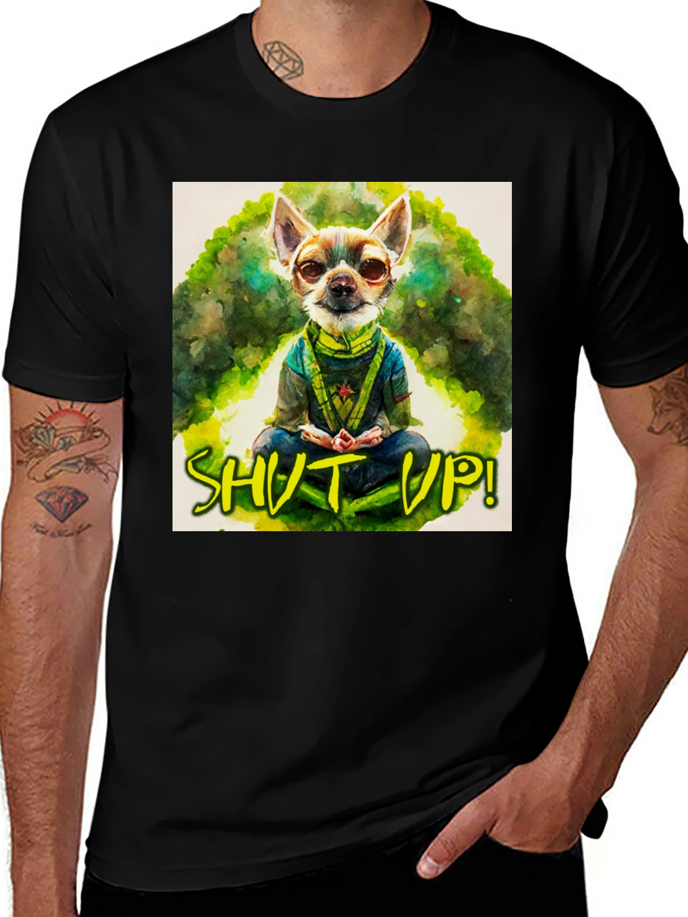 Variant 28 of Zen Chihuahua T-Shirt - 'Shut Up!' Design