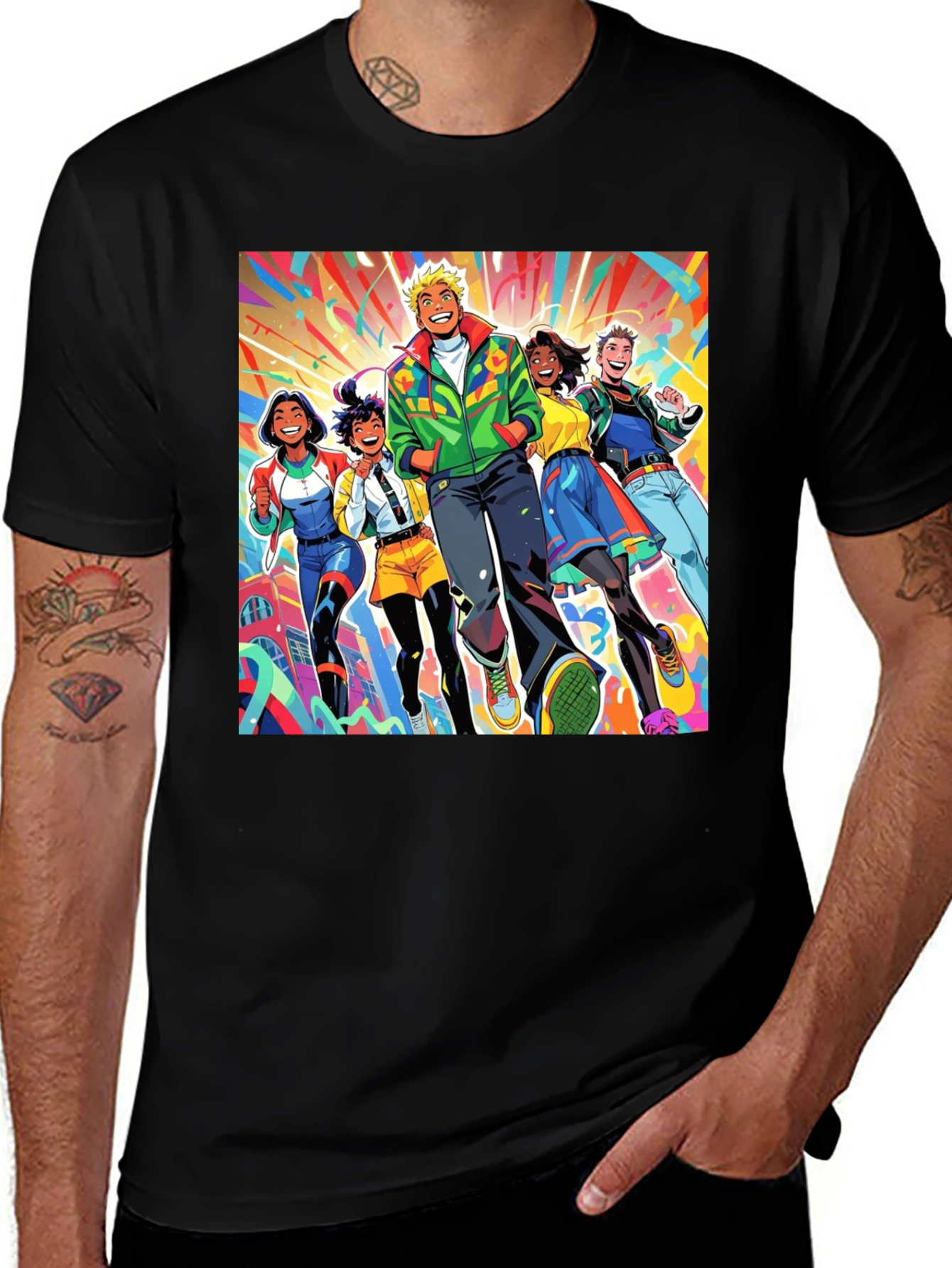 Variant 2 of Colorful Cartoon Crew Graphic Tee