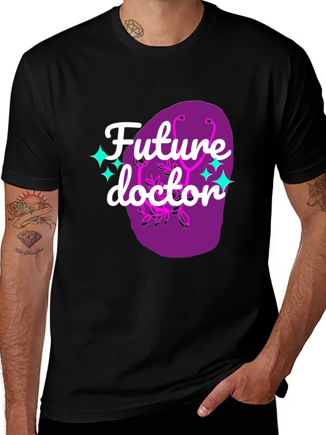 Variant 17 of Future Doctor Graphic Tee - Black Cotton T-Shirt