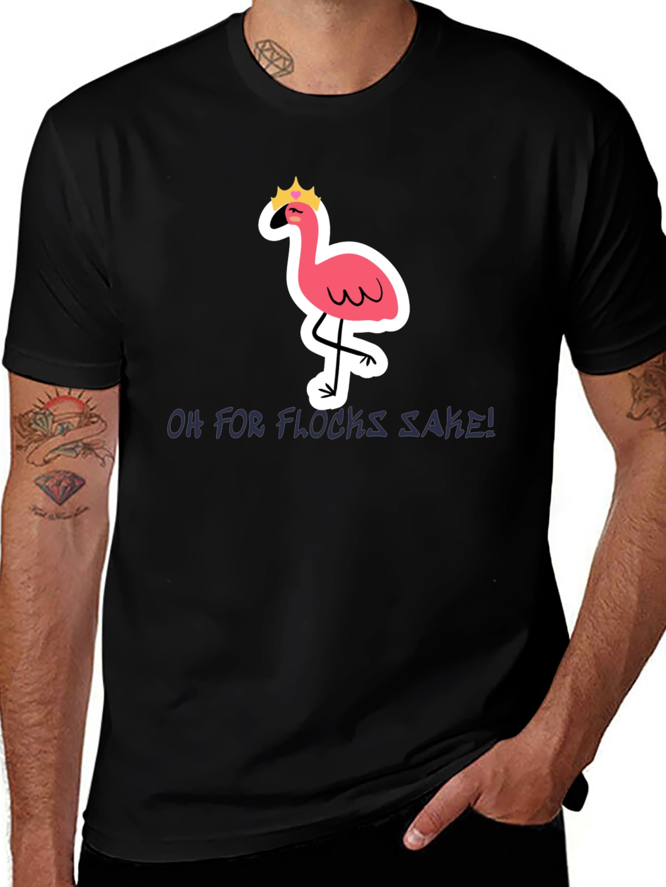 Variant 3 of Funny Flamingo T-Shirt - Oh For Flocks Sake!
