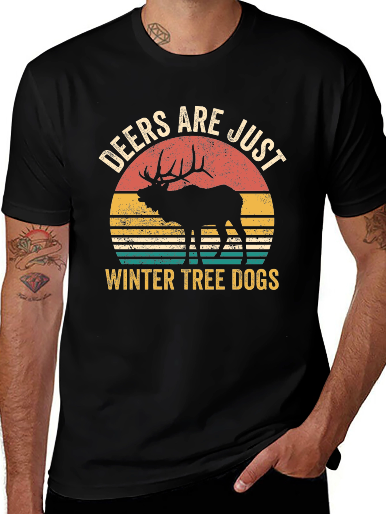 Variant 3 of Deers Are Just Winter Tree Dogs Graphic T-Shirt