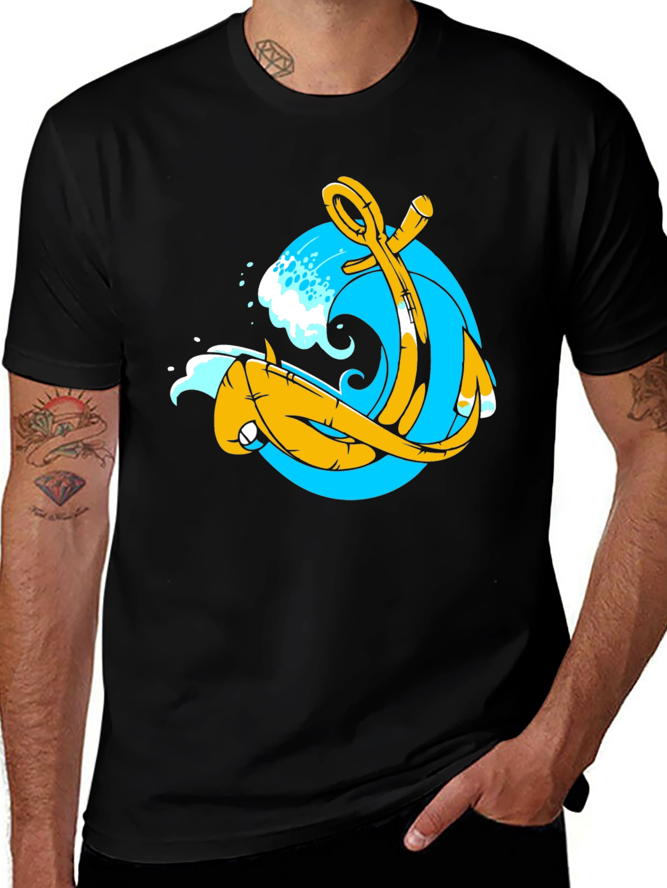 Variant 6 of Anchor Wave Graphic Black T-Shirt
