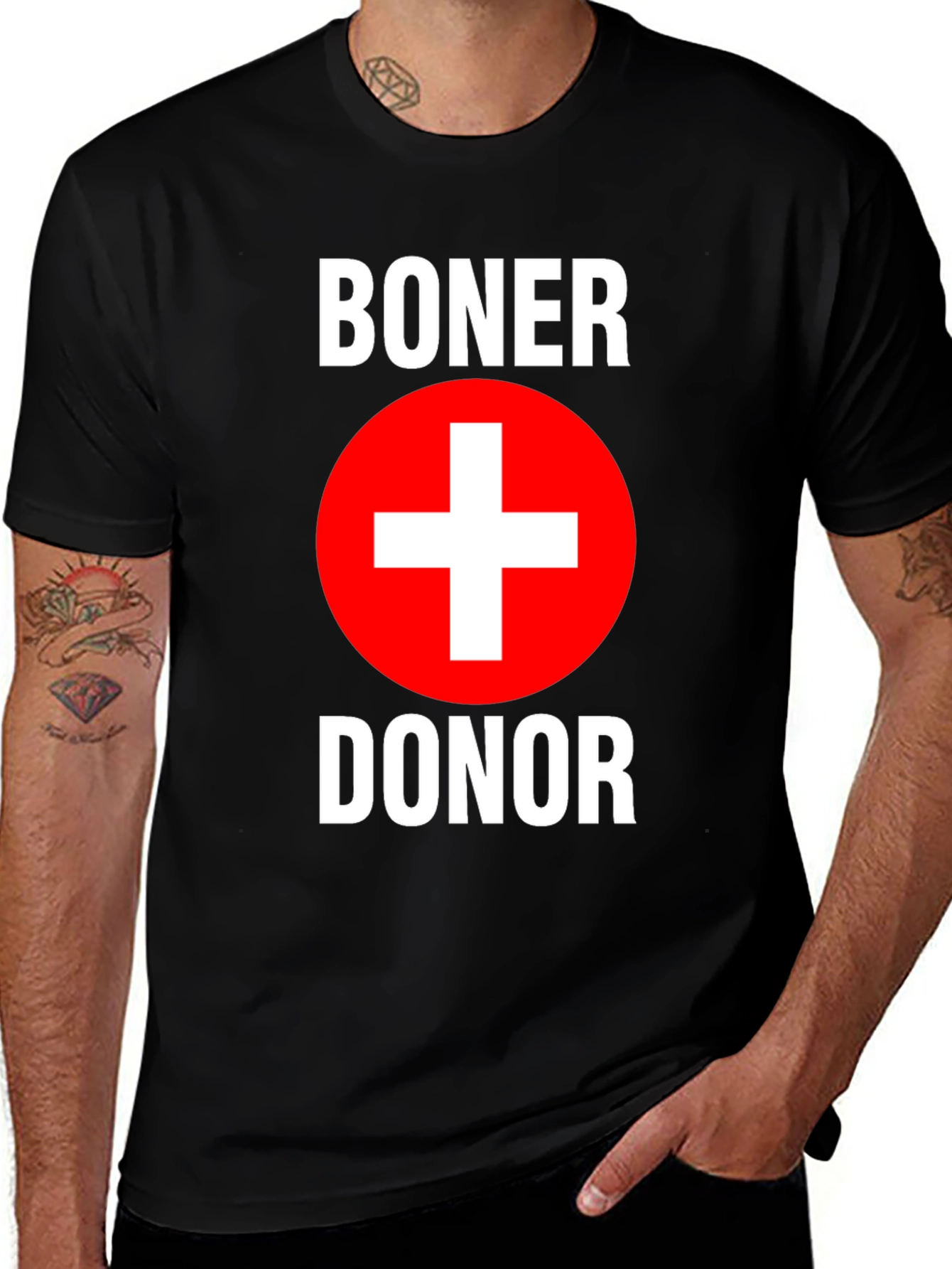 Variant 4 of Boner Donor Funny Black T-Shirt