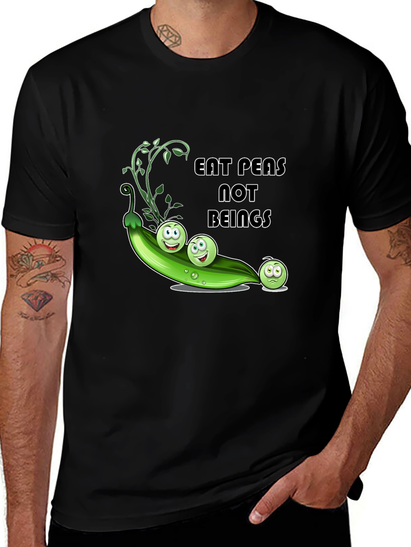 Variant 27 of Eat Peas Not Beings Vegan Graphic T-Shirt