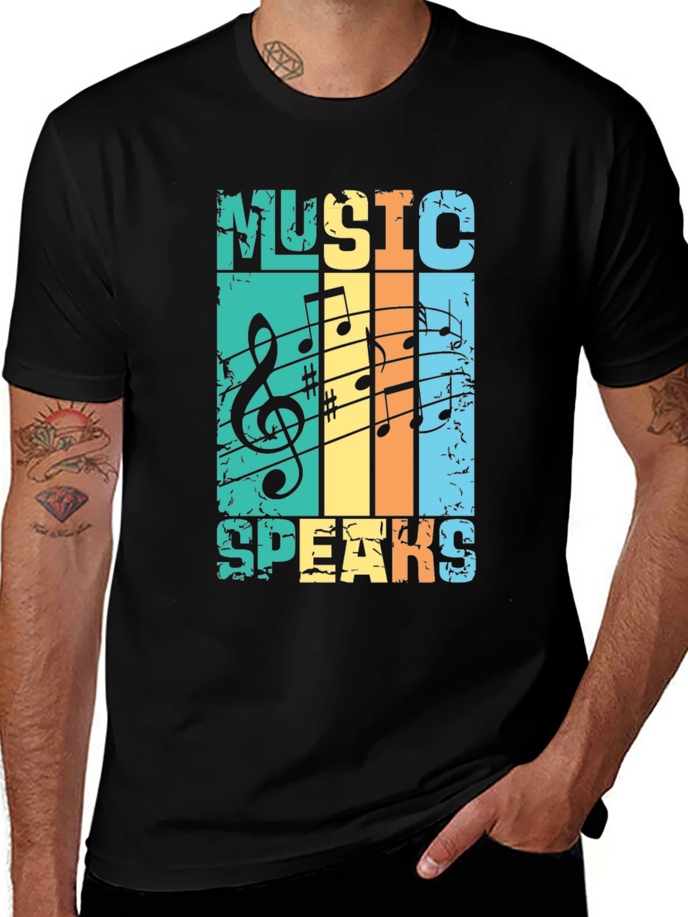 Variant 16 of Music Speaks Graphic Tee - Retro Style T-Shirt
