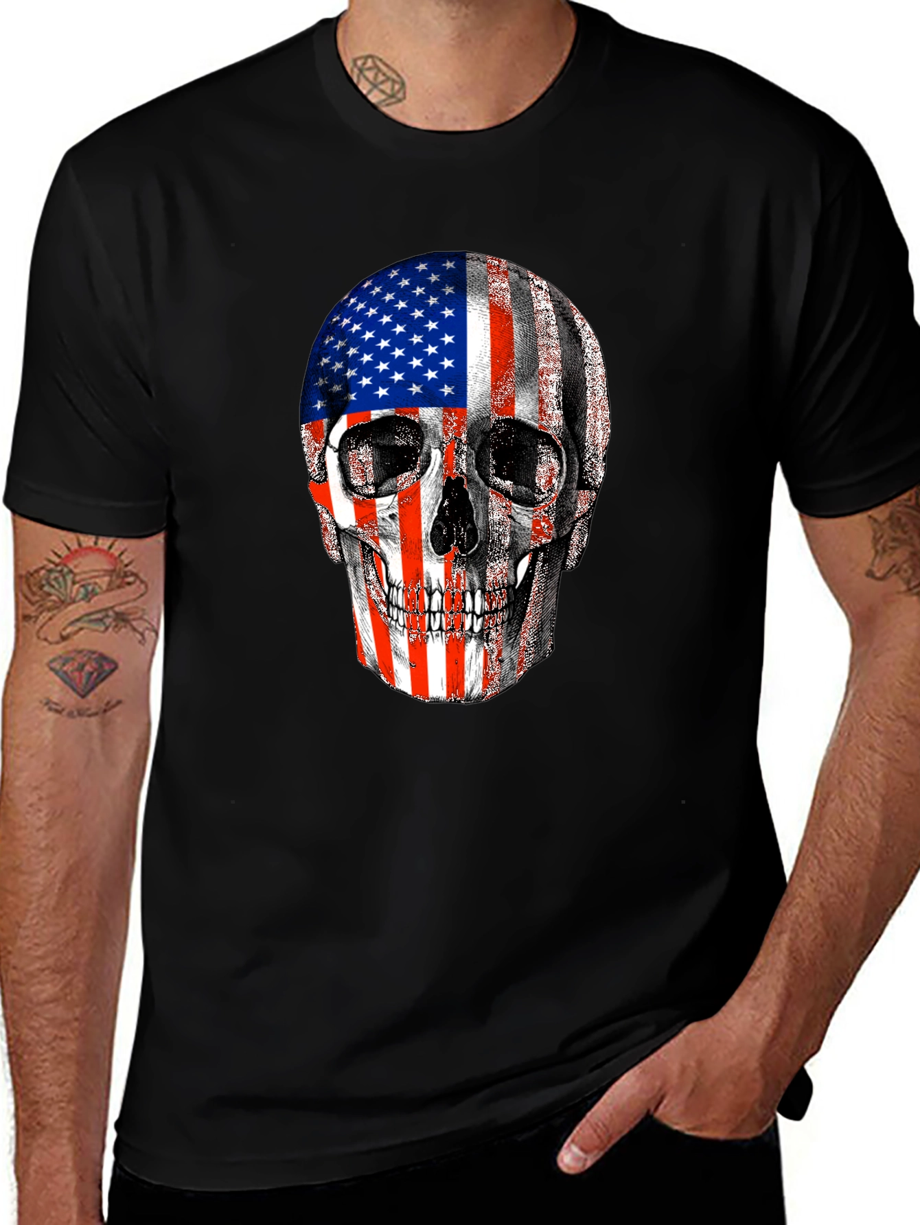 Variant 22 of American Flag Skull Graphic Tee - Patriotic Design