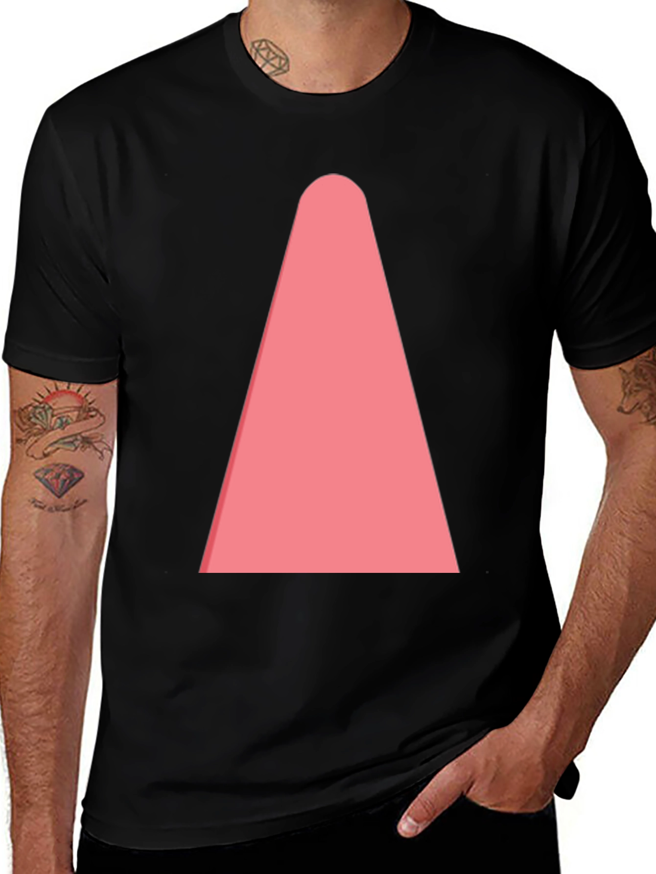 Variant 25 of Men's Black T-Shirt with Pink Cone Design