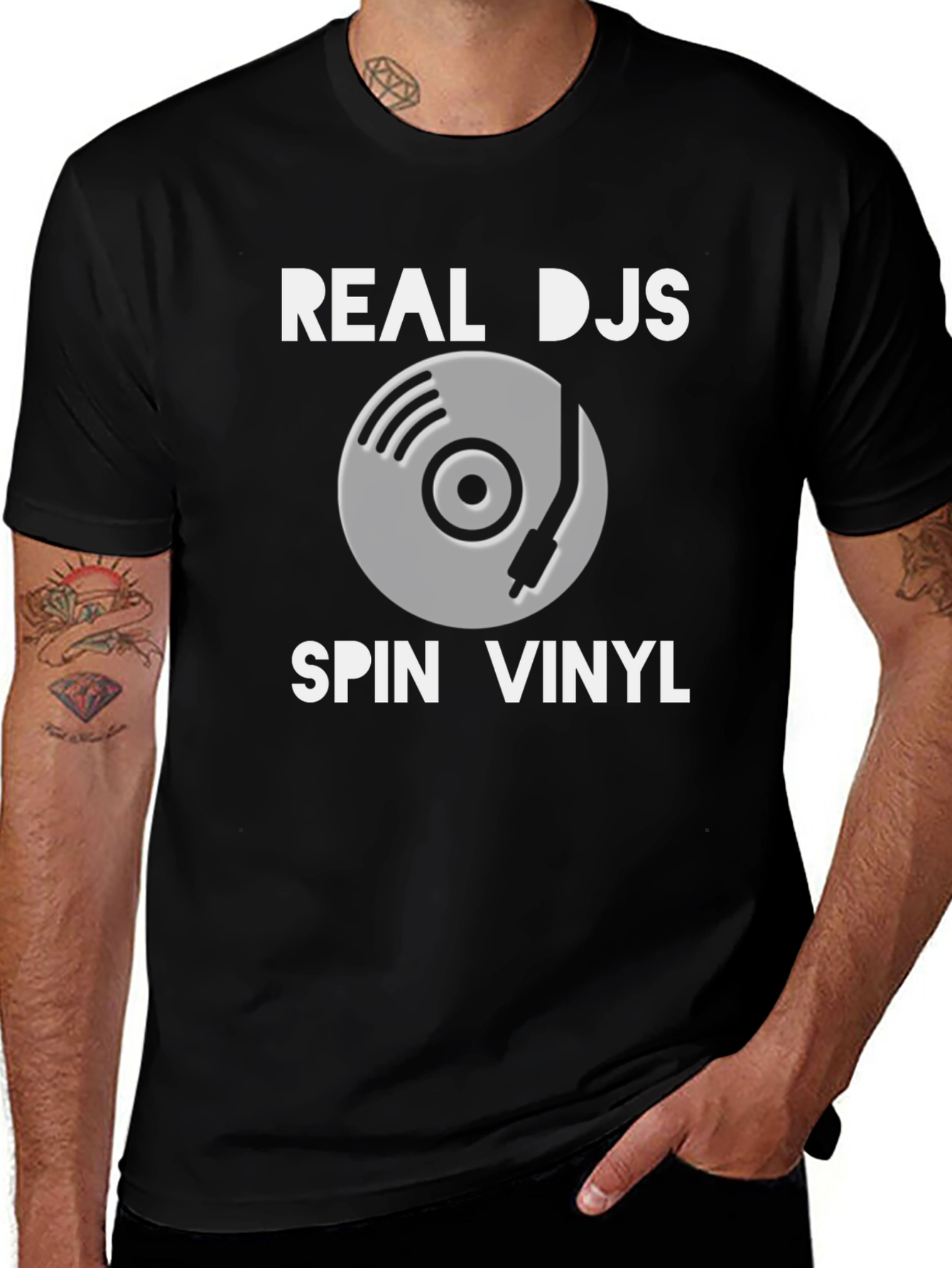 Real DJs Spin Vinyl T-Shirt - Black Cotton DJ Graphic Tee