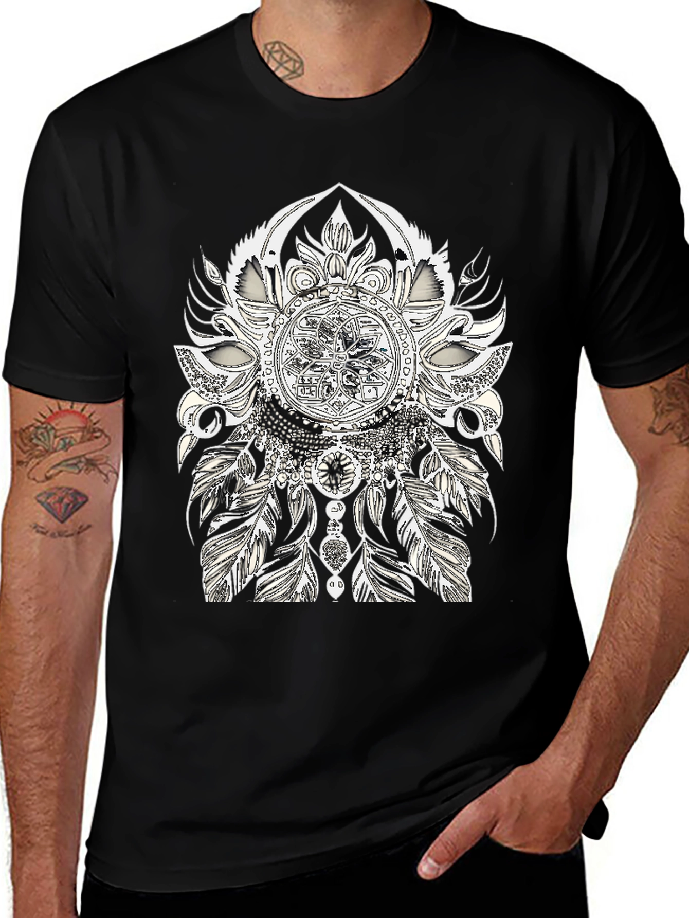 Variant 25 of Black T-Shirt with Dreamcatcher Graphic