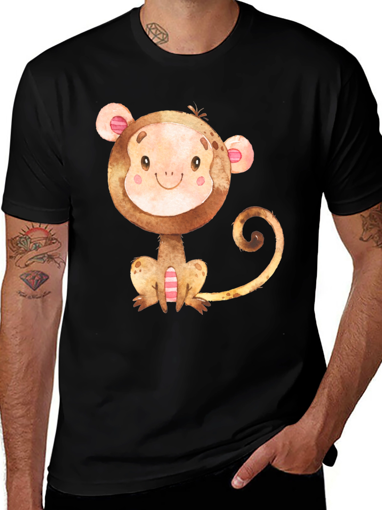 Variant 26 of Cute Monkey Graphic Tee - Soft Cotton Blend