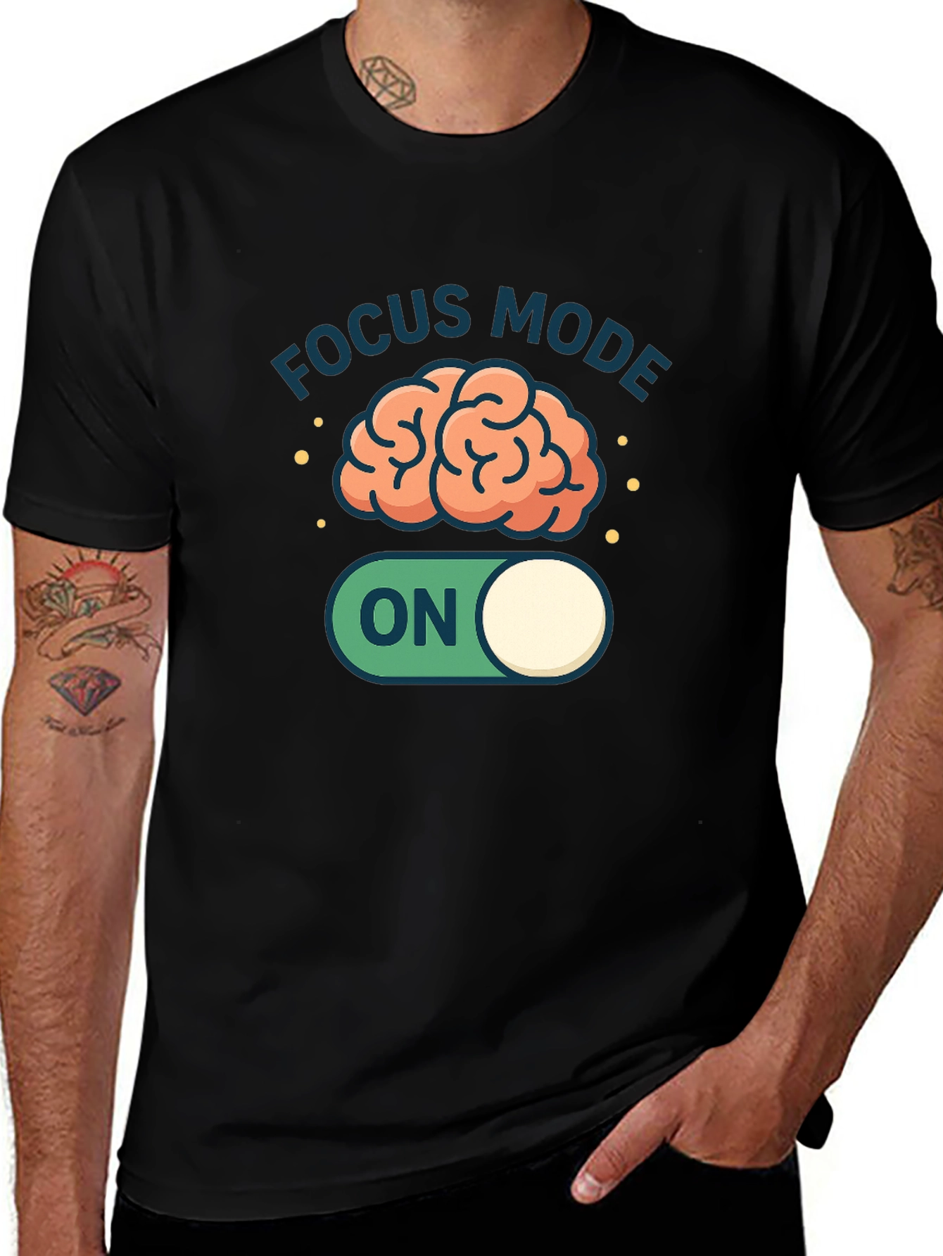 Variant 5 of Focus Mode On Brain Graphic Tee - Black