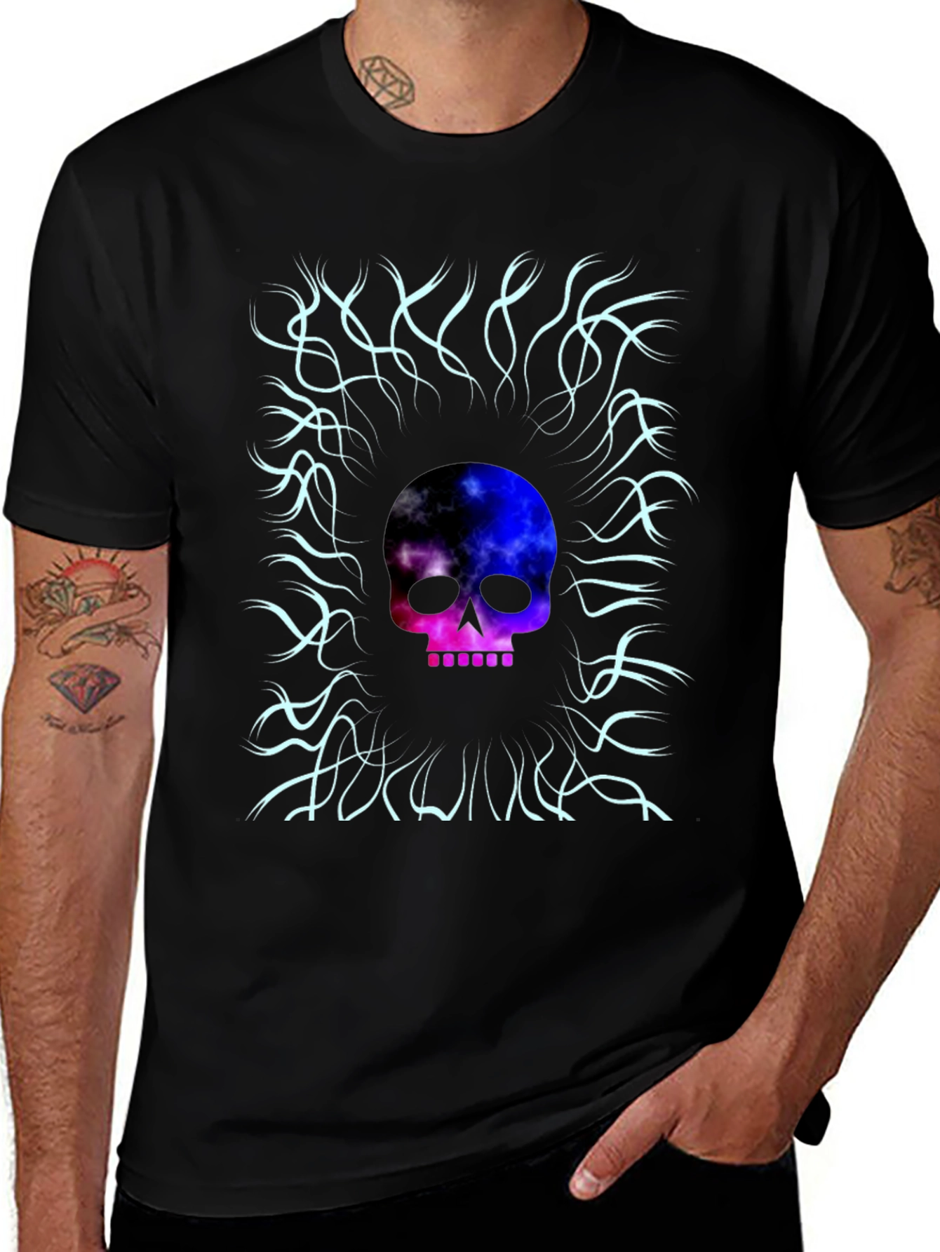 Variant 27 of Cosmic Skull Graphic Tee - Unique Design