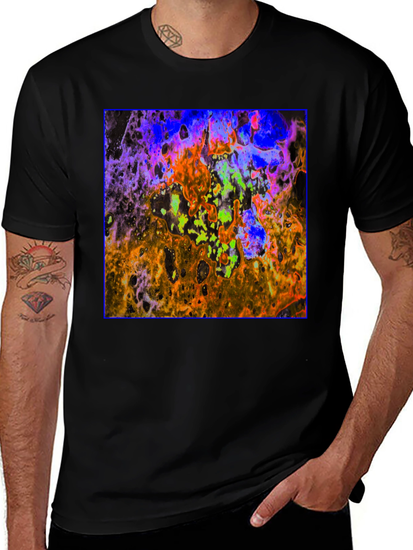 Variant 4 of Abstract Art Graphic Tee - Vivid Color Splash Design