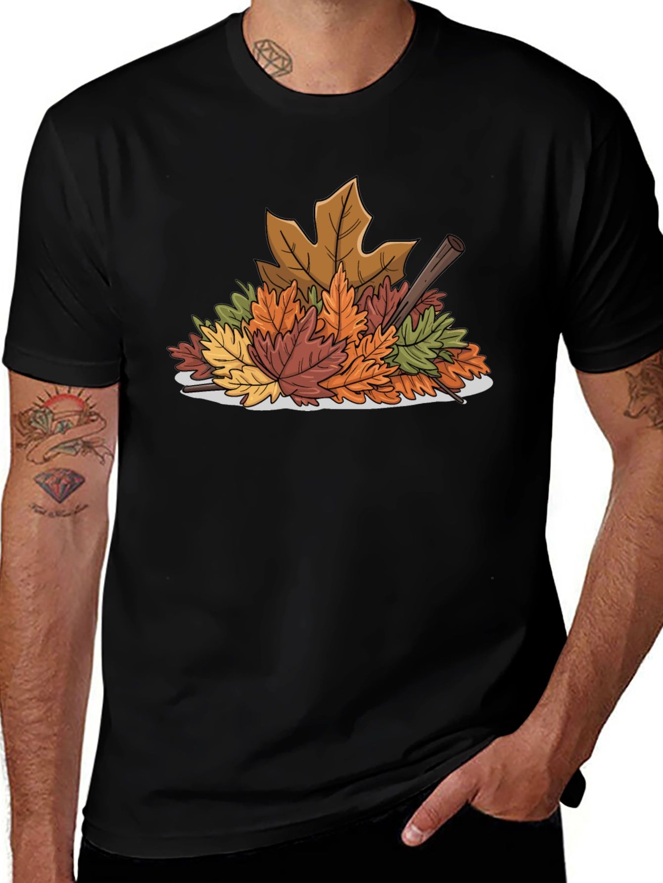 Autumn Leaves Graphic Tee - Black