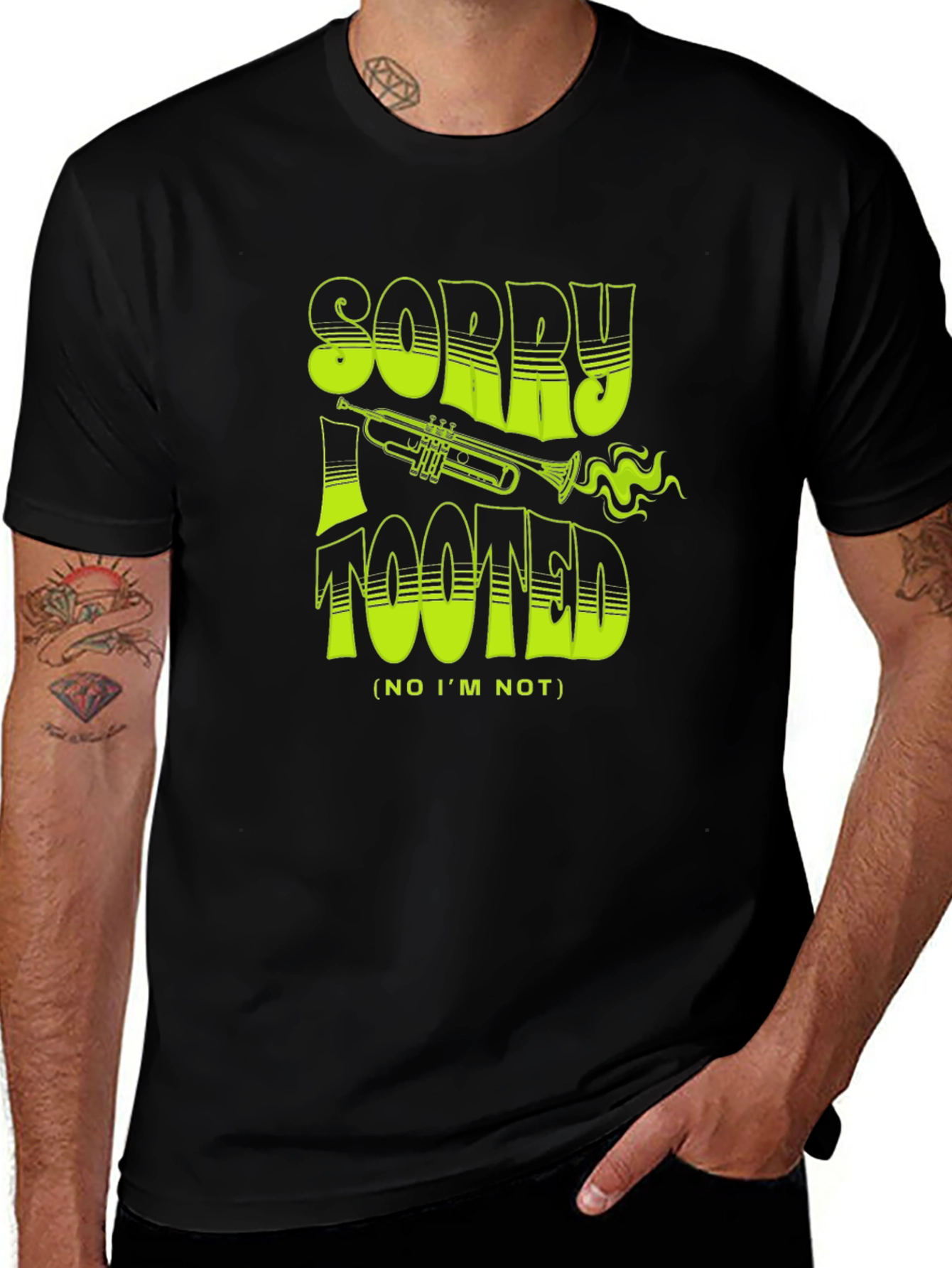 Variant 25 of Sorry I Tooted T-Shirt - Funny Trumpet Graphic Tee