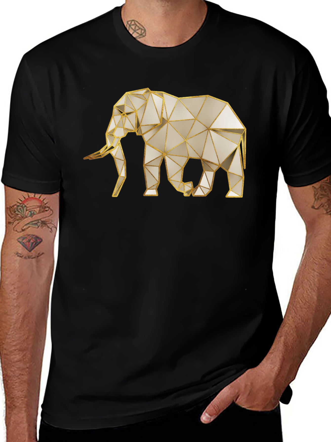 Variant 29 of Geometric Elephant Graphic Tee - Modern Animal Print Shirt