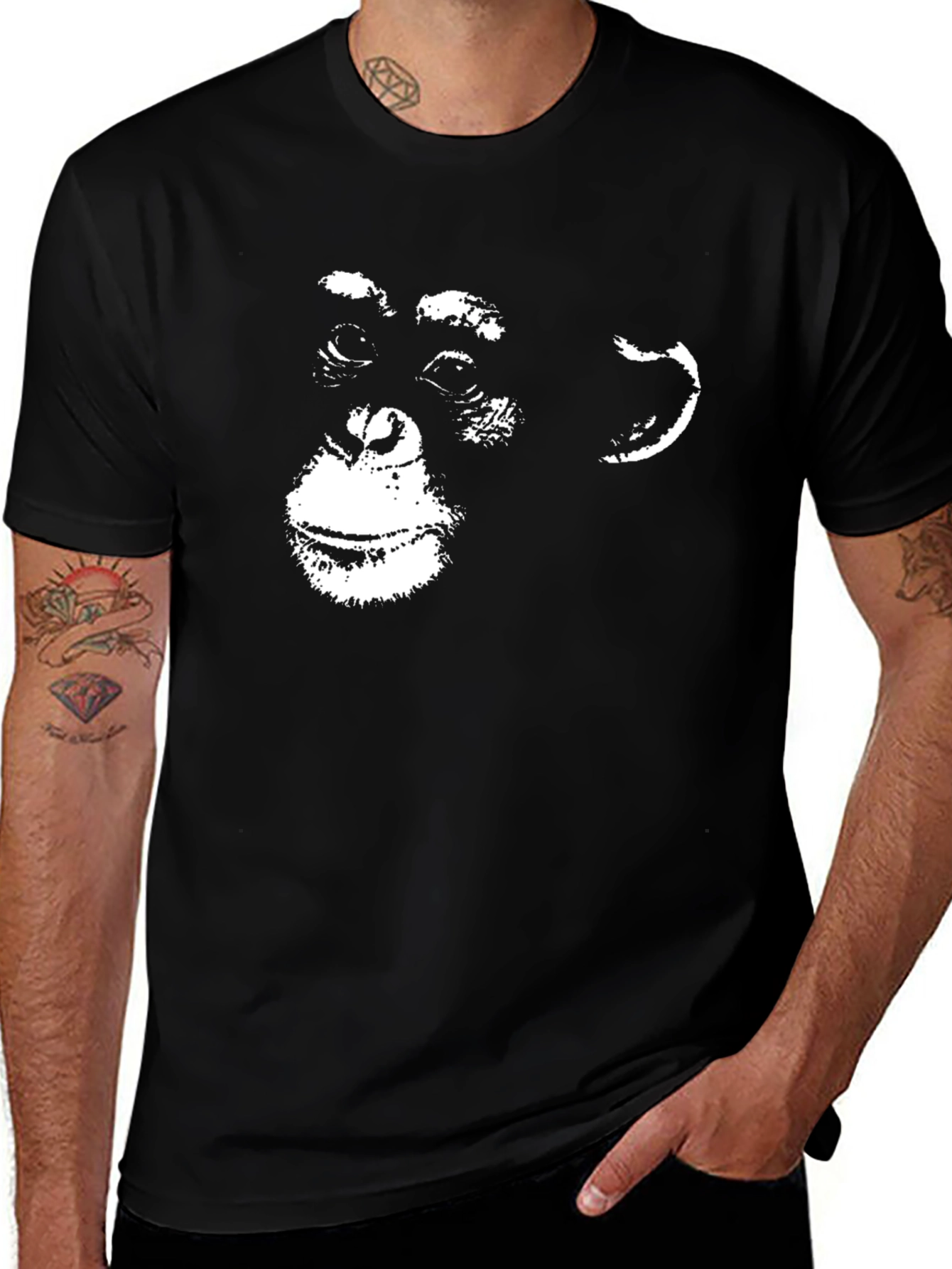 Variant 22 of Ape Face Graphic Tee - Black Cotton T-Shirt