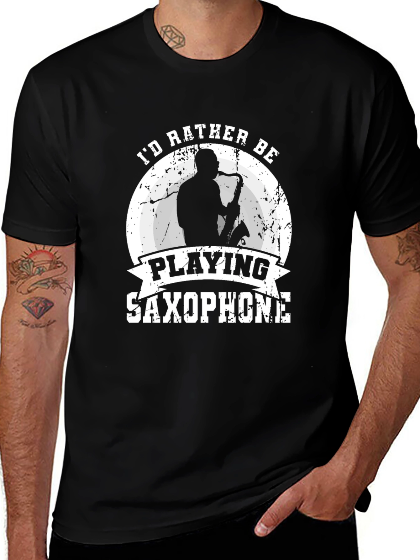 Variant 14 of Saxophone Player T-Shirt - "I'd Rather Be Playing" 