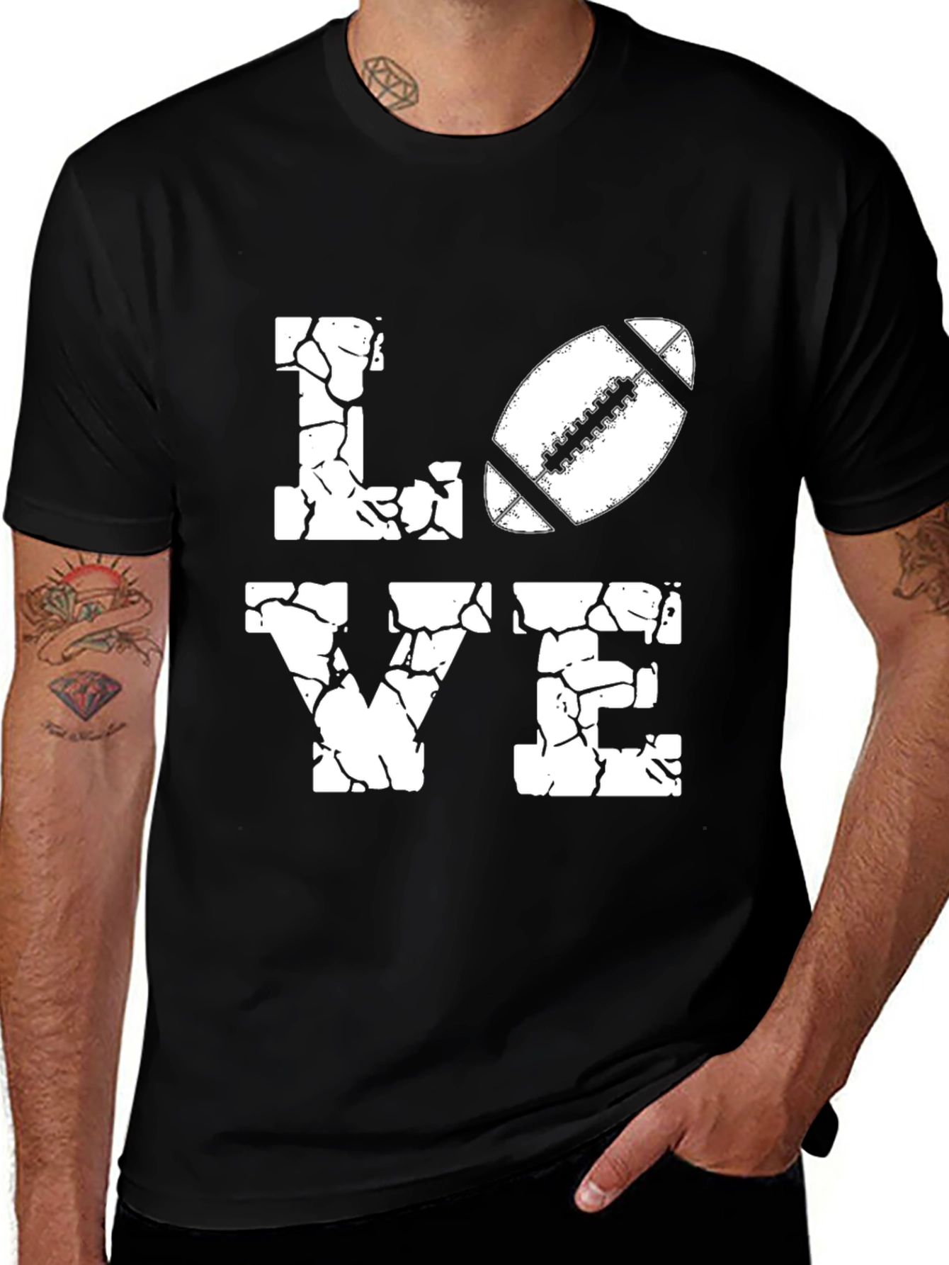 Love Football Graphic T-Shirt - Black