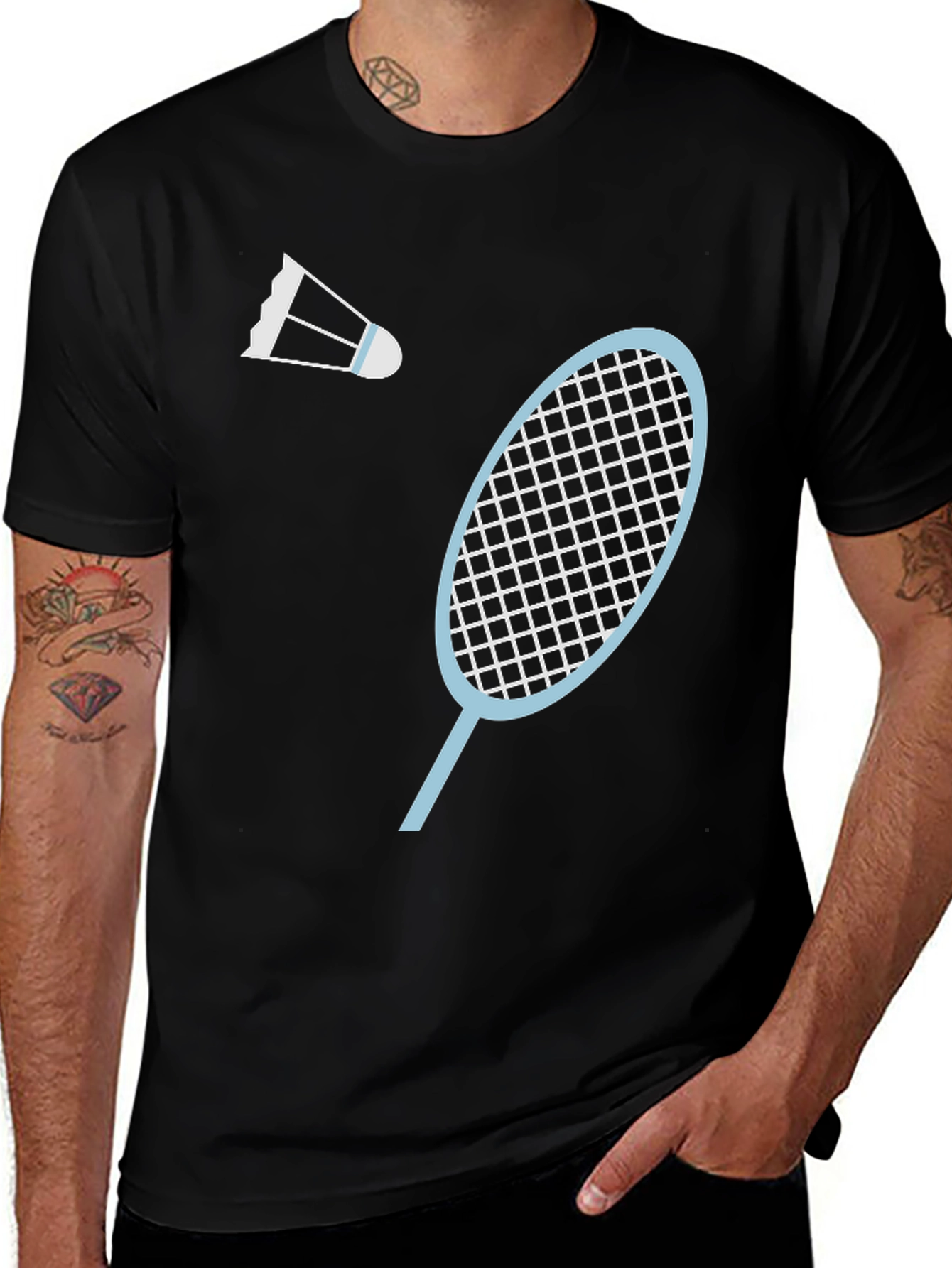 Variant 22 of Badminton Graphic Tee - Black Cotton Shirt