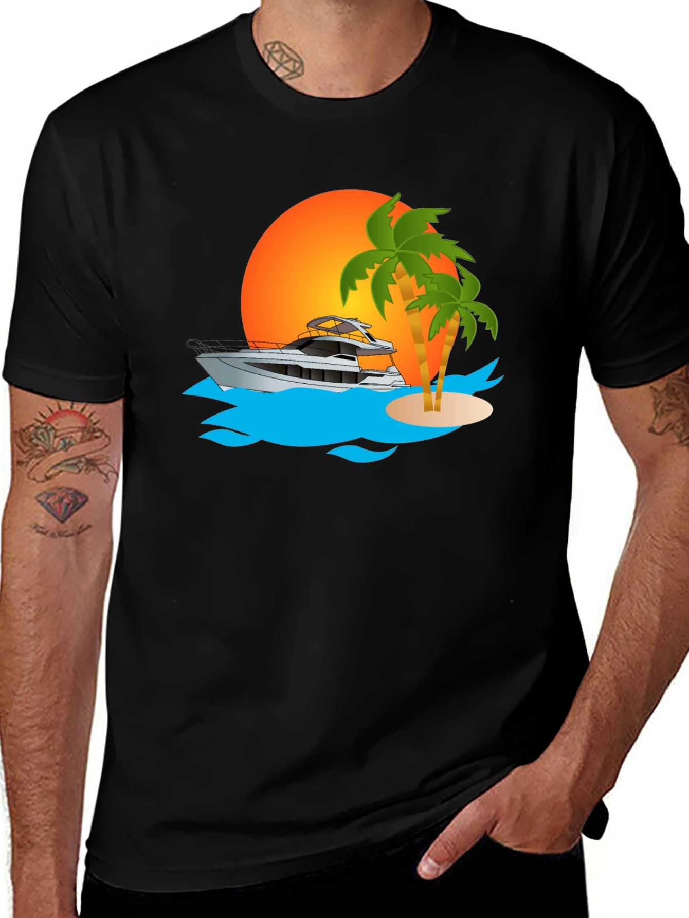 Variant 10 of Sunset Yacht Graphic Tee