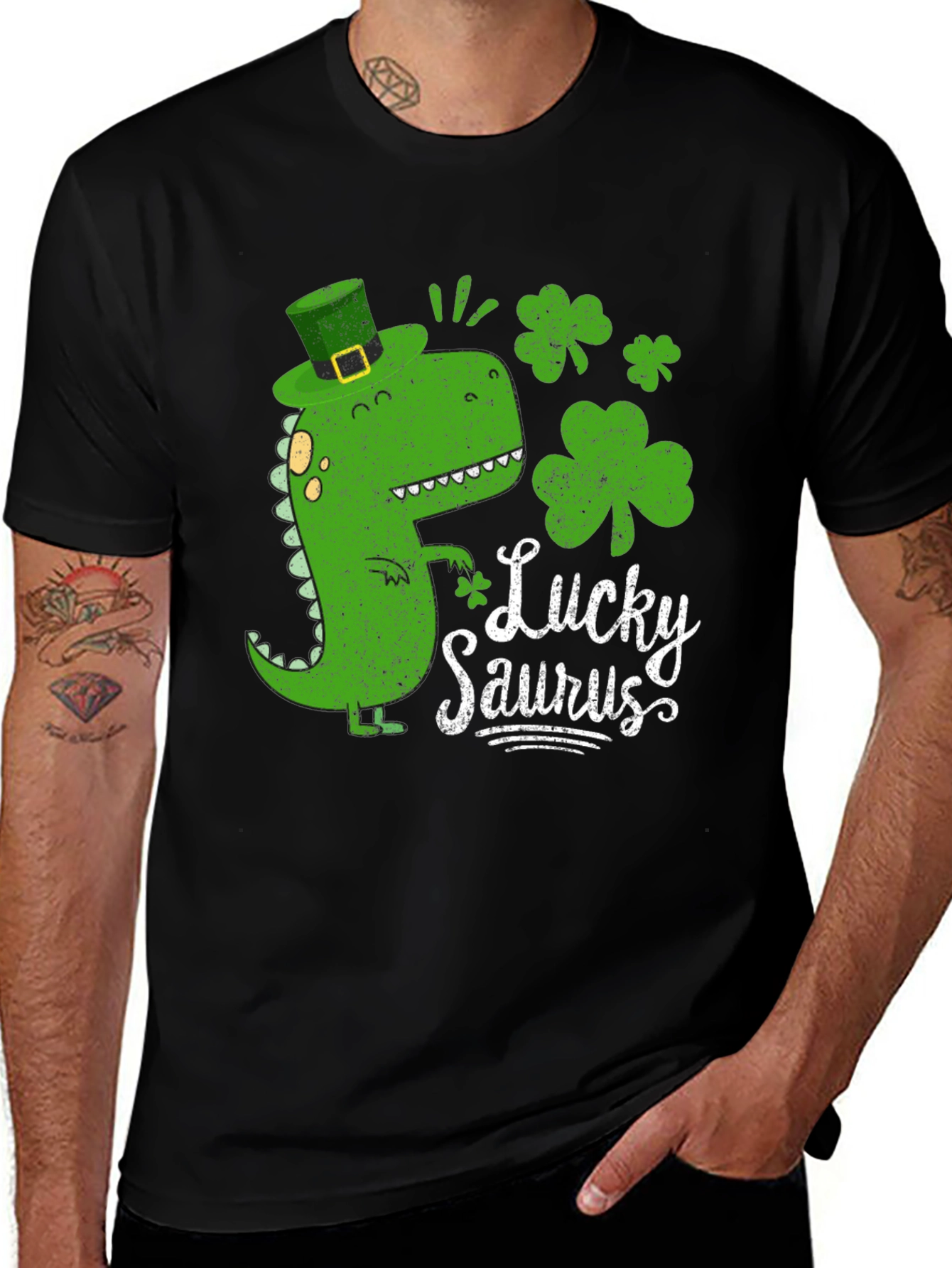 Lucky Saurus Black T-Shirt