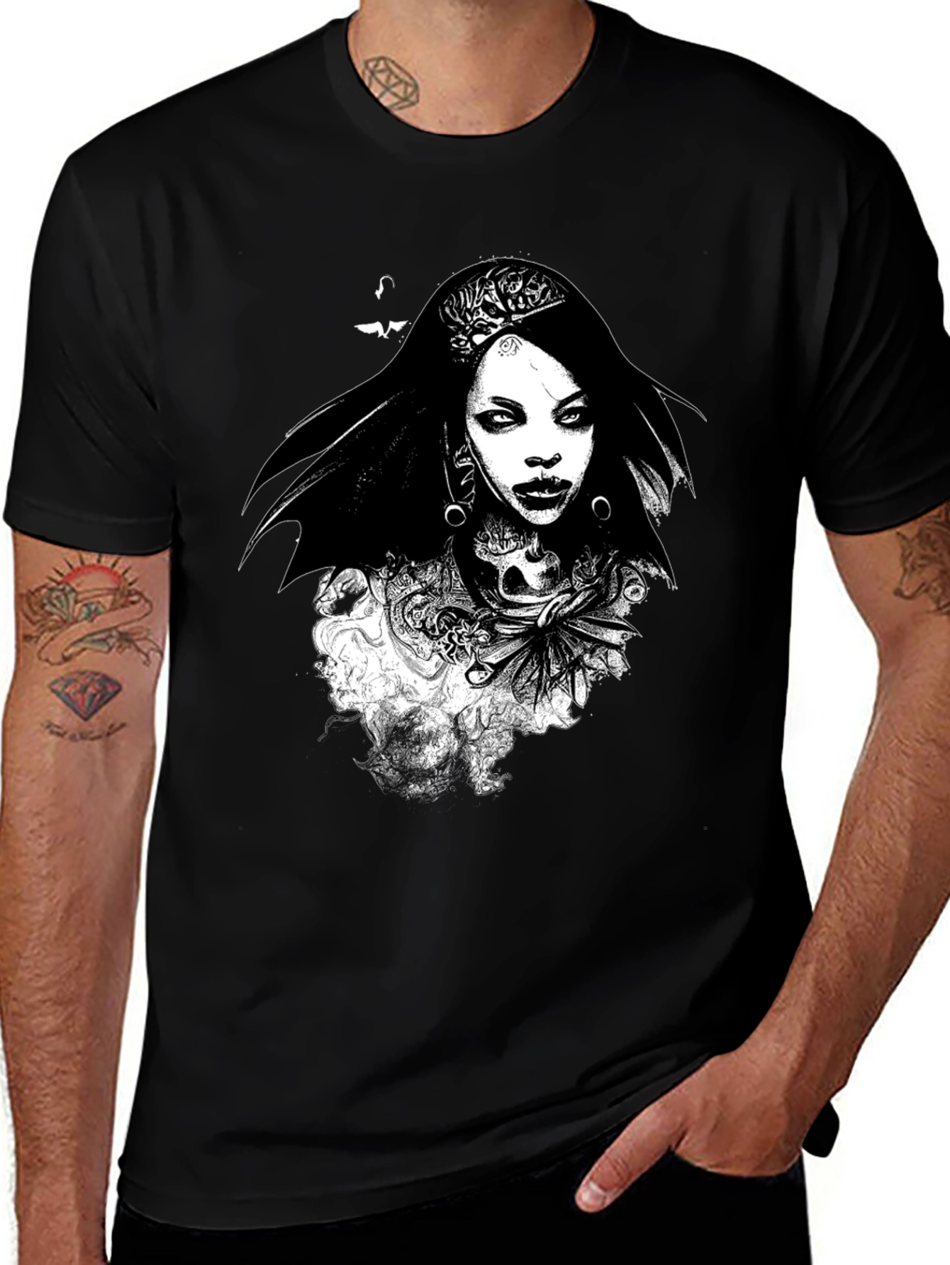 Variant 16 of Black Graphic Tee - Gothic Woman