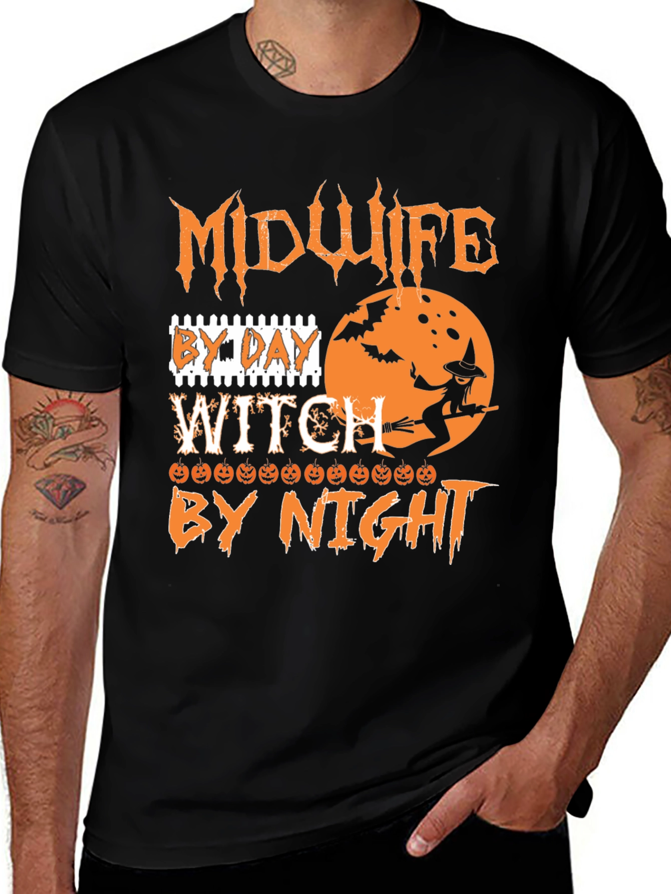 Midwife By Day Witch By Night Halloween T-Shirt