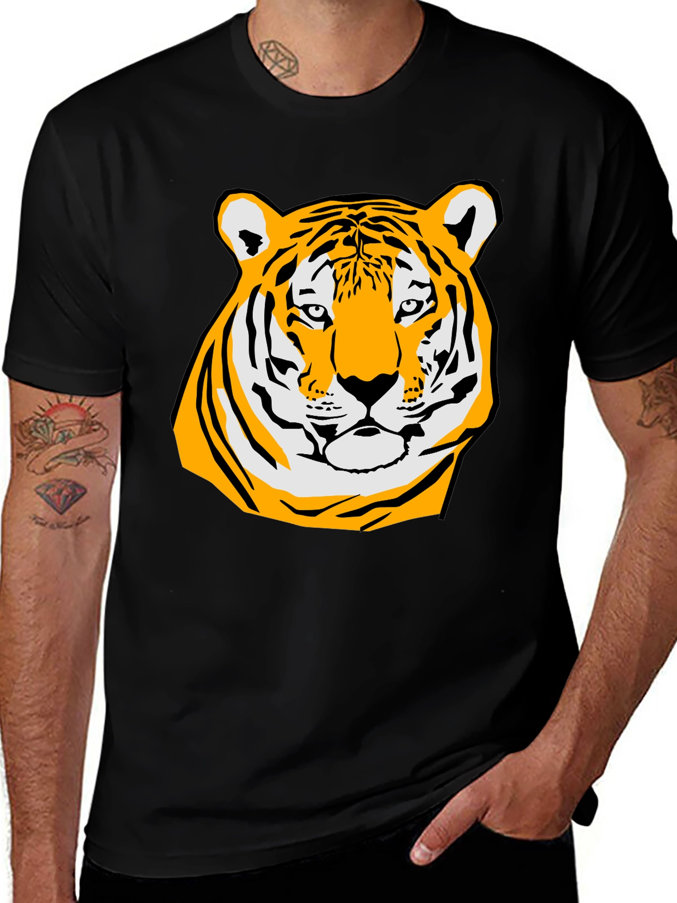 Variant 18 of Tiger Graphic Tee - Bold & Stylish Black T-Shirt