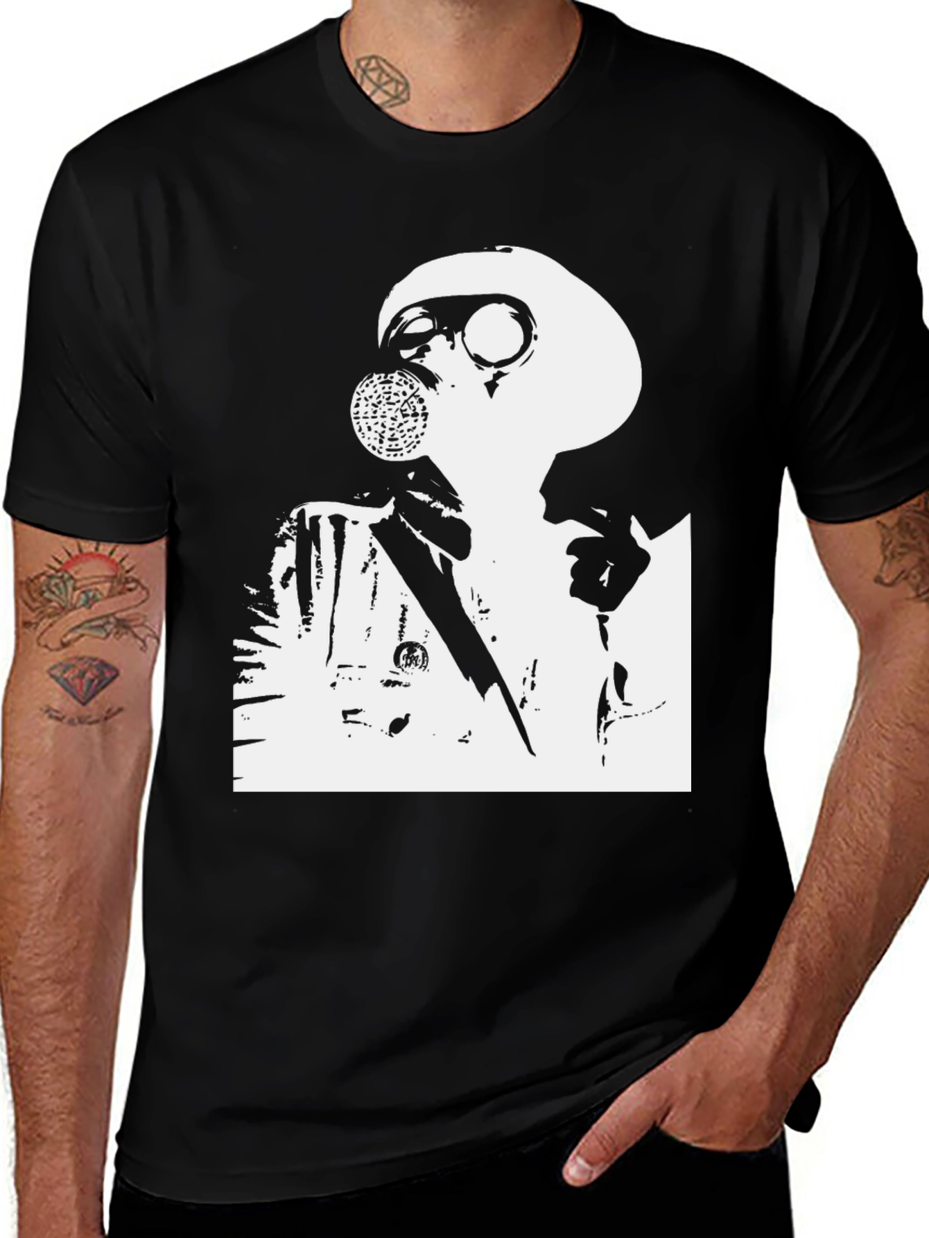 Variant 20 of Gas Mask Graphic Tee - Black Cotton Blend